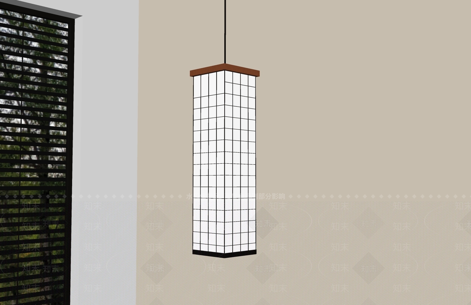 日式长条吊灯SU模型下载【ID:1234867570】