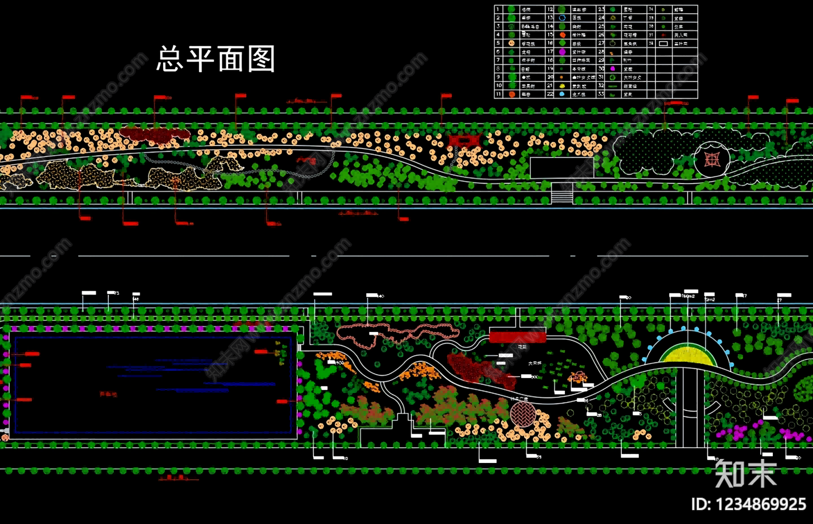 滨水公园cad施工图下载【ID:1234869925】