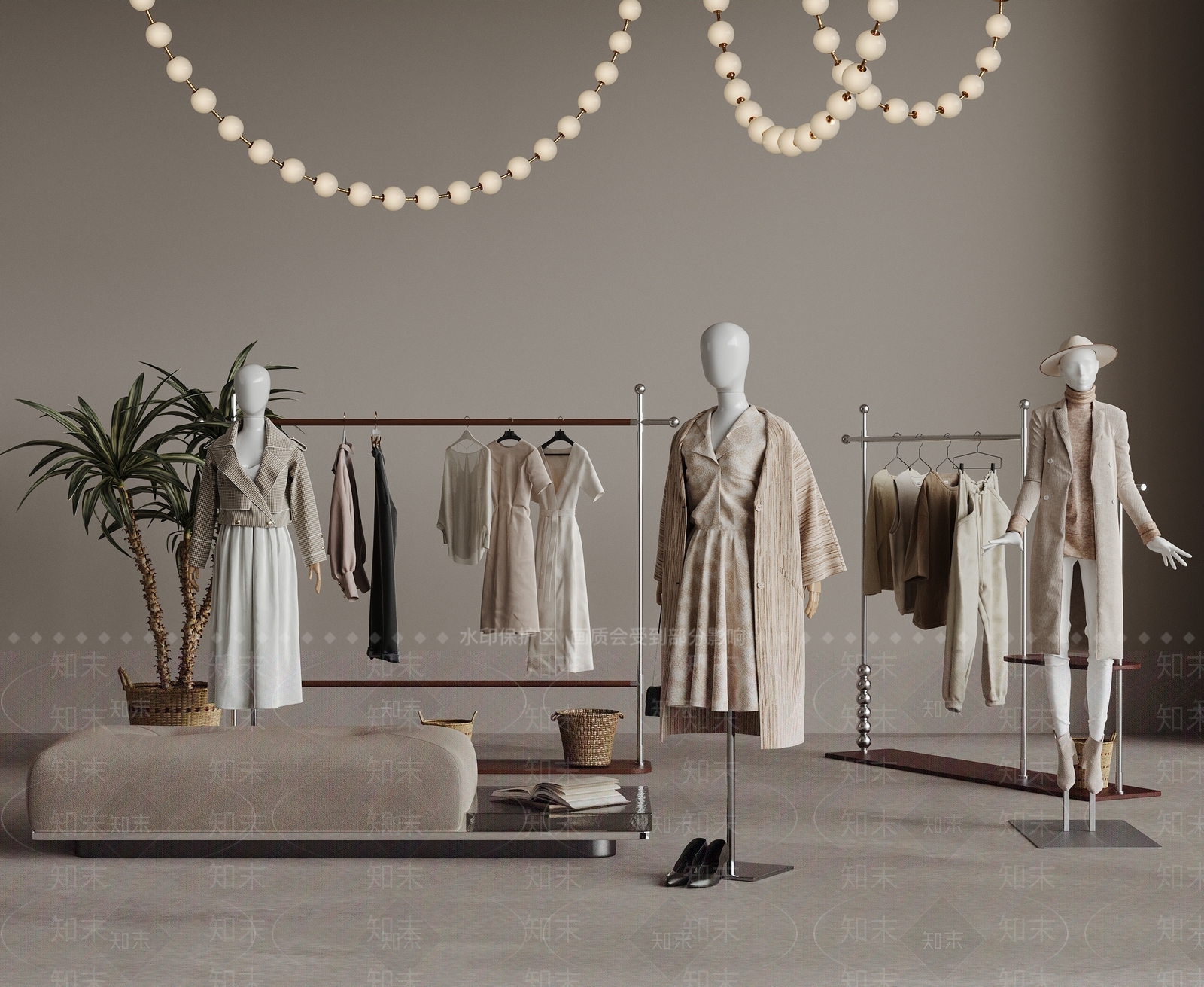 奶油风服装店3D模型下载【ID:1234870285】