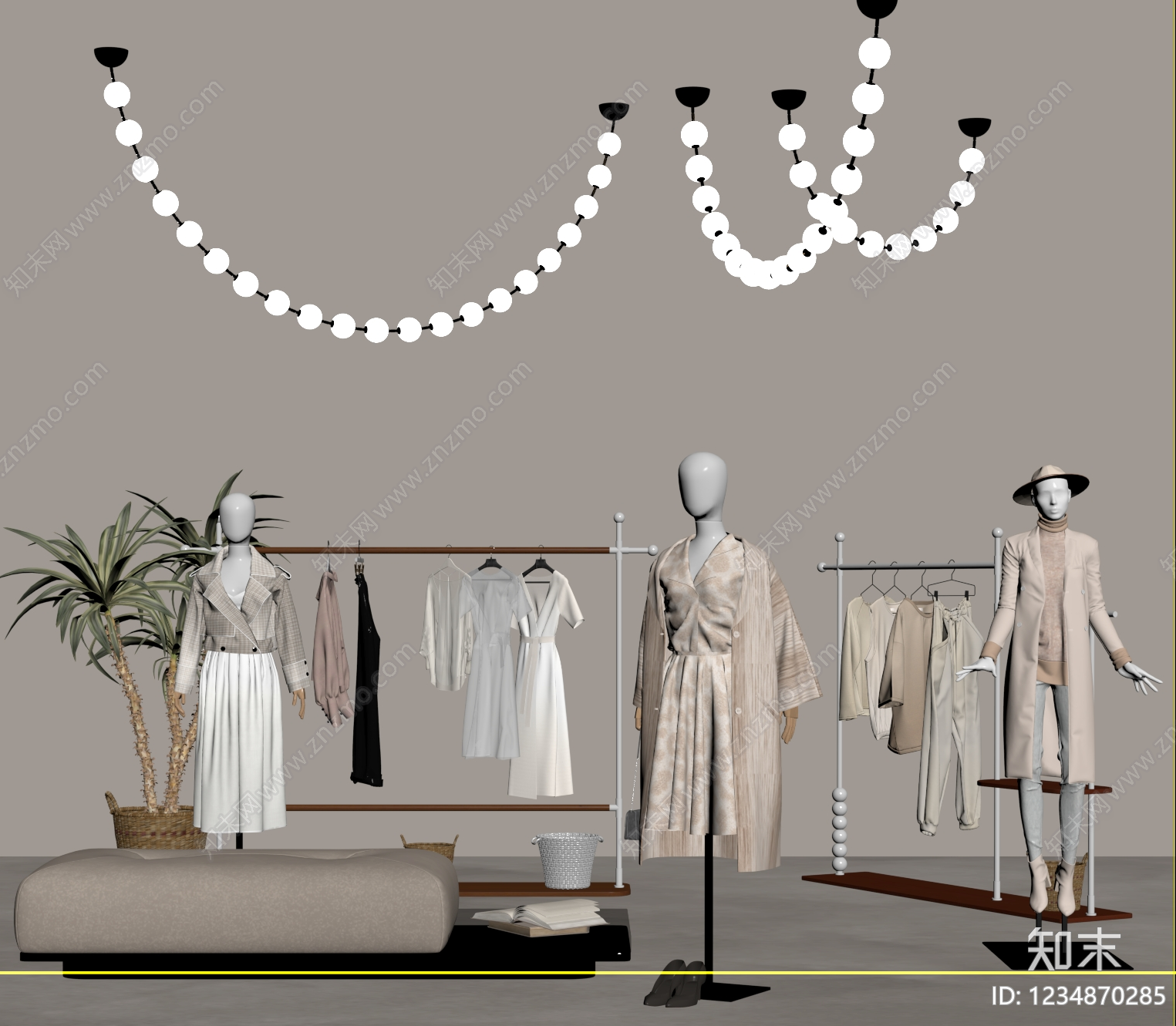 奶油风服装店3D模型下载【ID:1234870285】