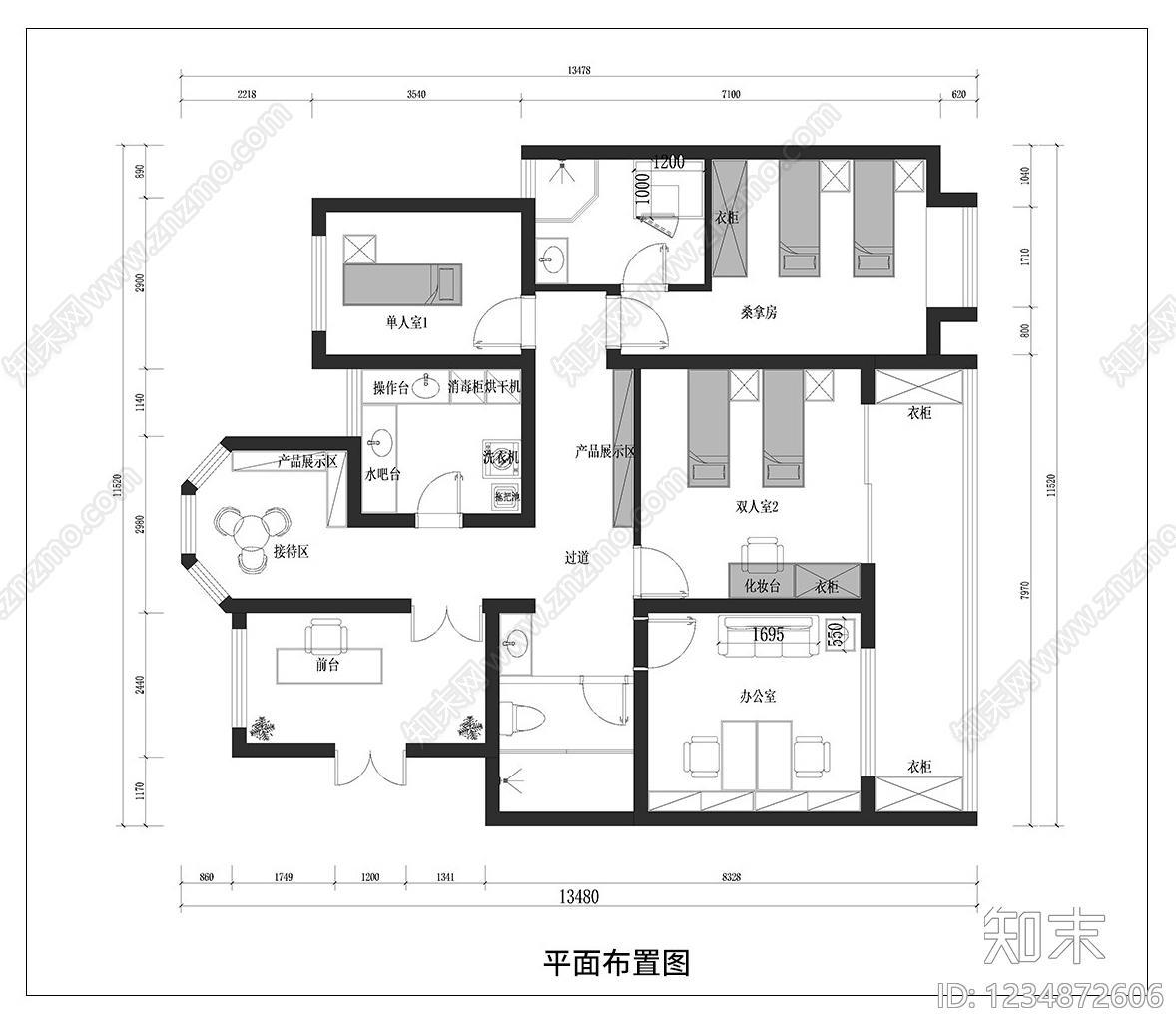 美容院cad施工图下载【ID:1234872606】