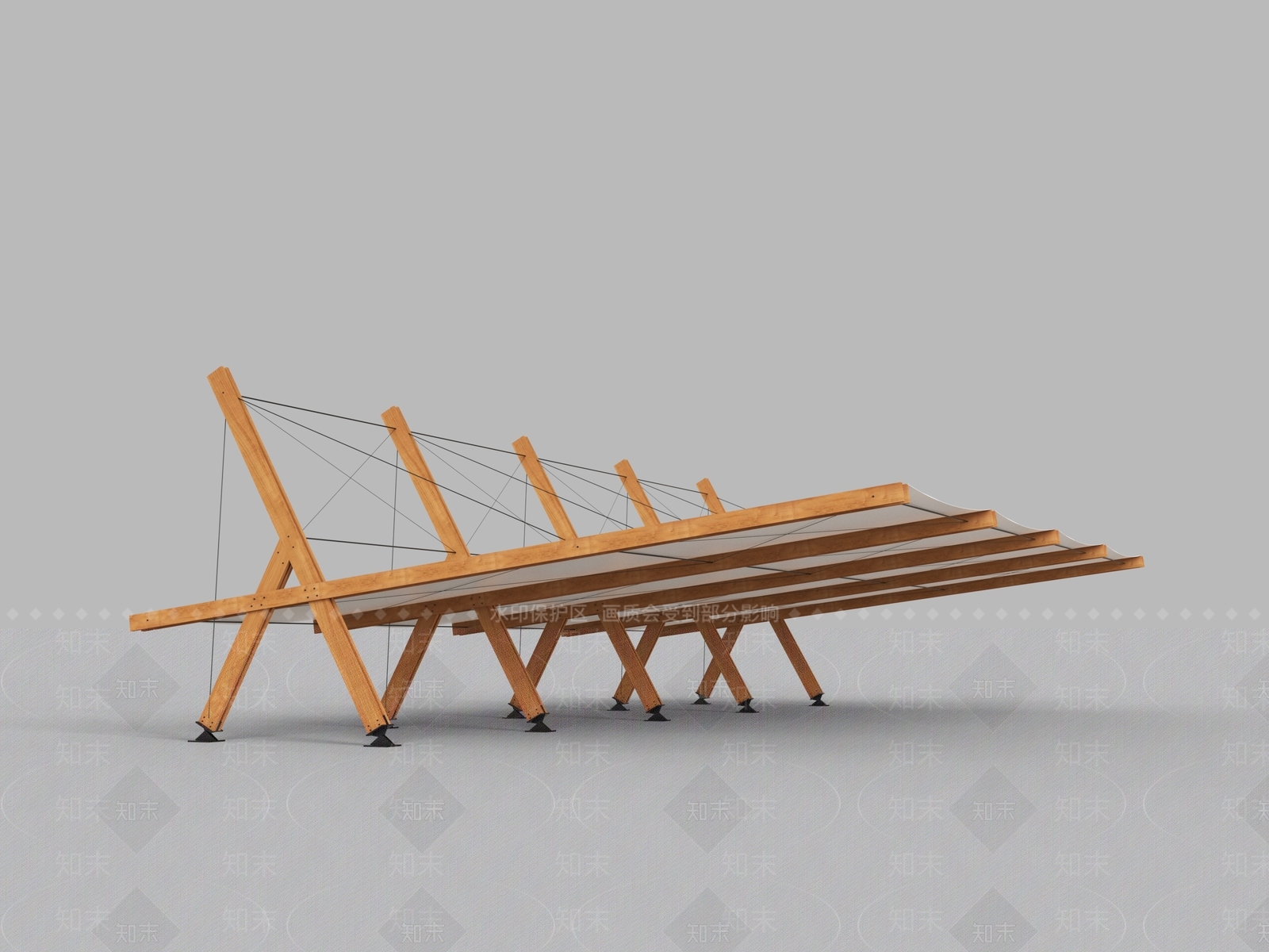 极简遮阳棚3D模型渲染效果图