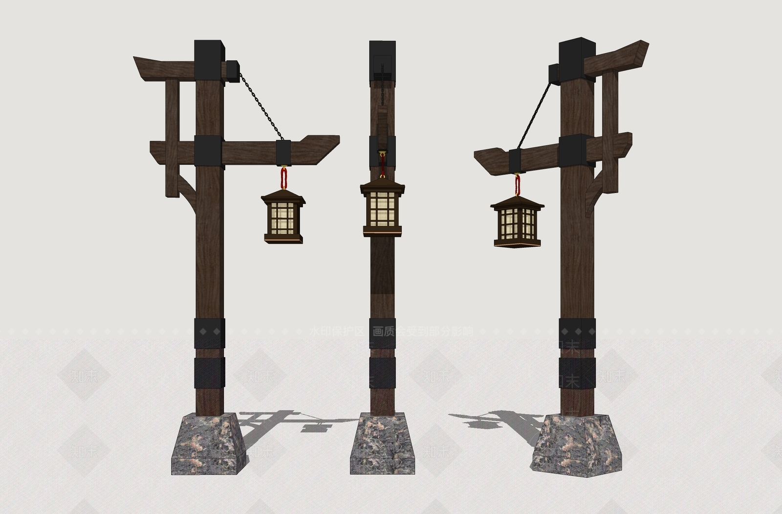 中式景观灯SU模型下载【ID:1234878449】