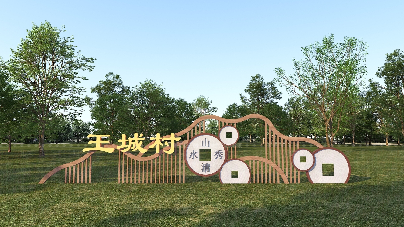 新中式景观景观导视3D模型下载【ID:1234881928】