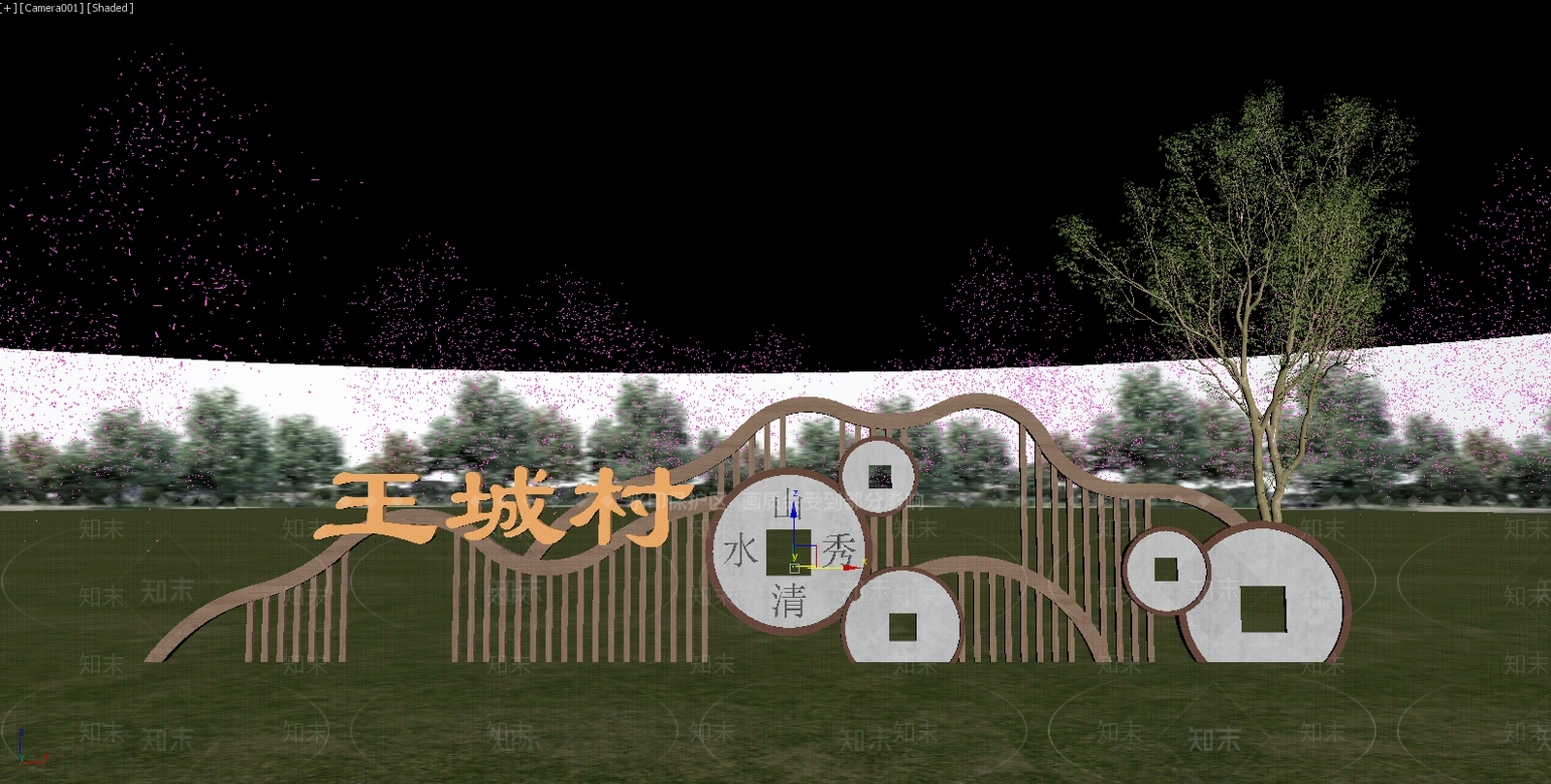 新中式景观景观导视3D模型下载【ID:1234881928】