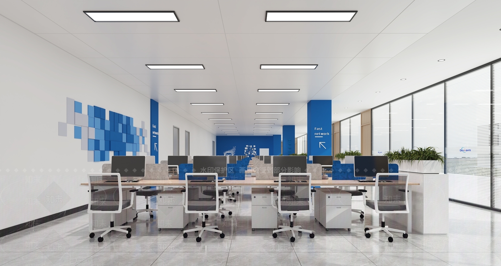 现代简约办公区3D模型下载【ID:1234882104】