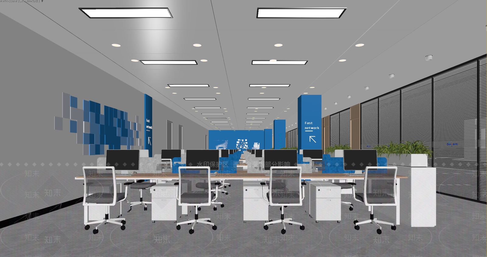 现代简约办公区3D模型下载【ID:1234882104】