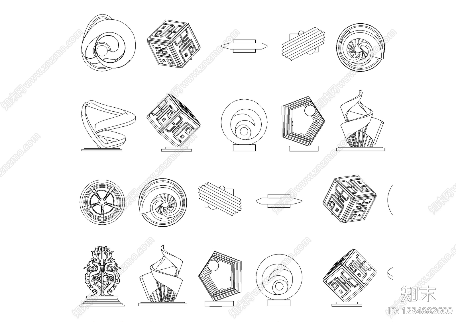 摆件cad施工图下载【ID:1234882600】