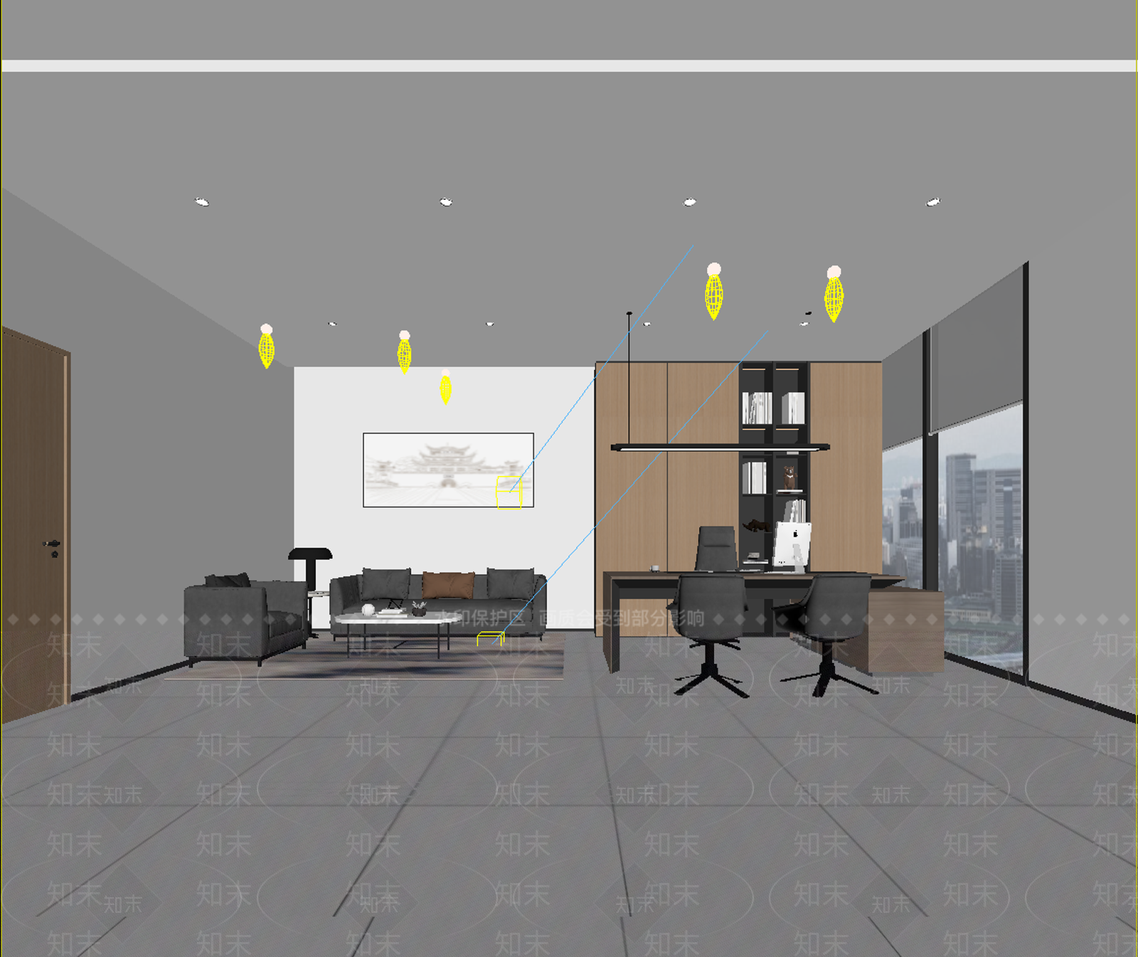 现代简约经理办公室3D模型下载【ID:1234883591】