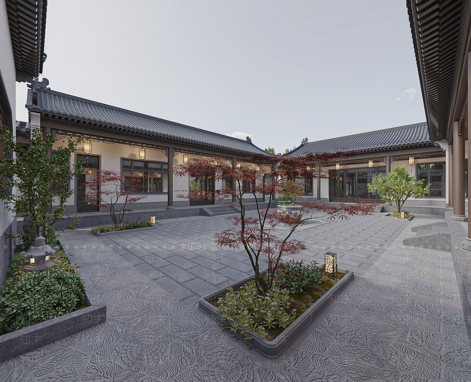 中式古建庭院3D模型下载【ID:1234886652】