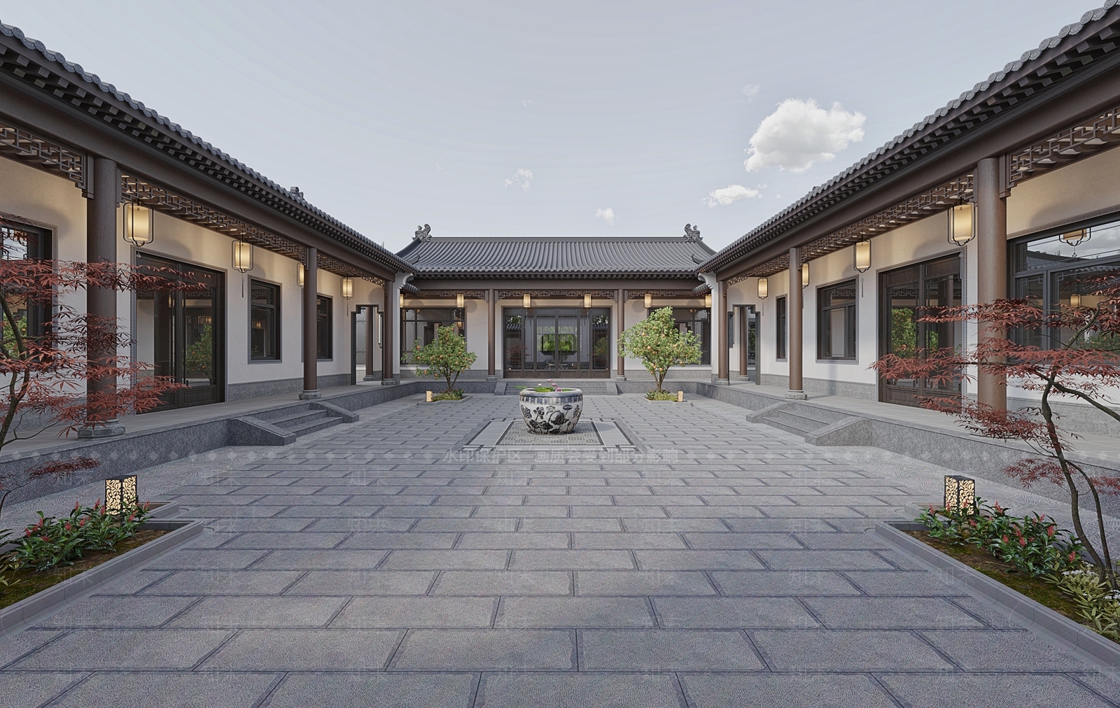 中式古建庭院3D模型下载【ID:1234886652】