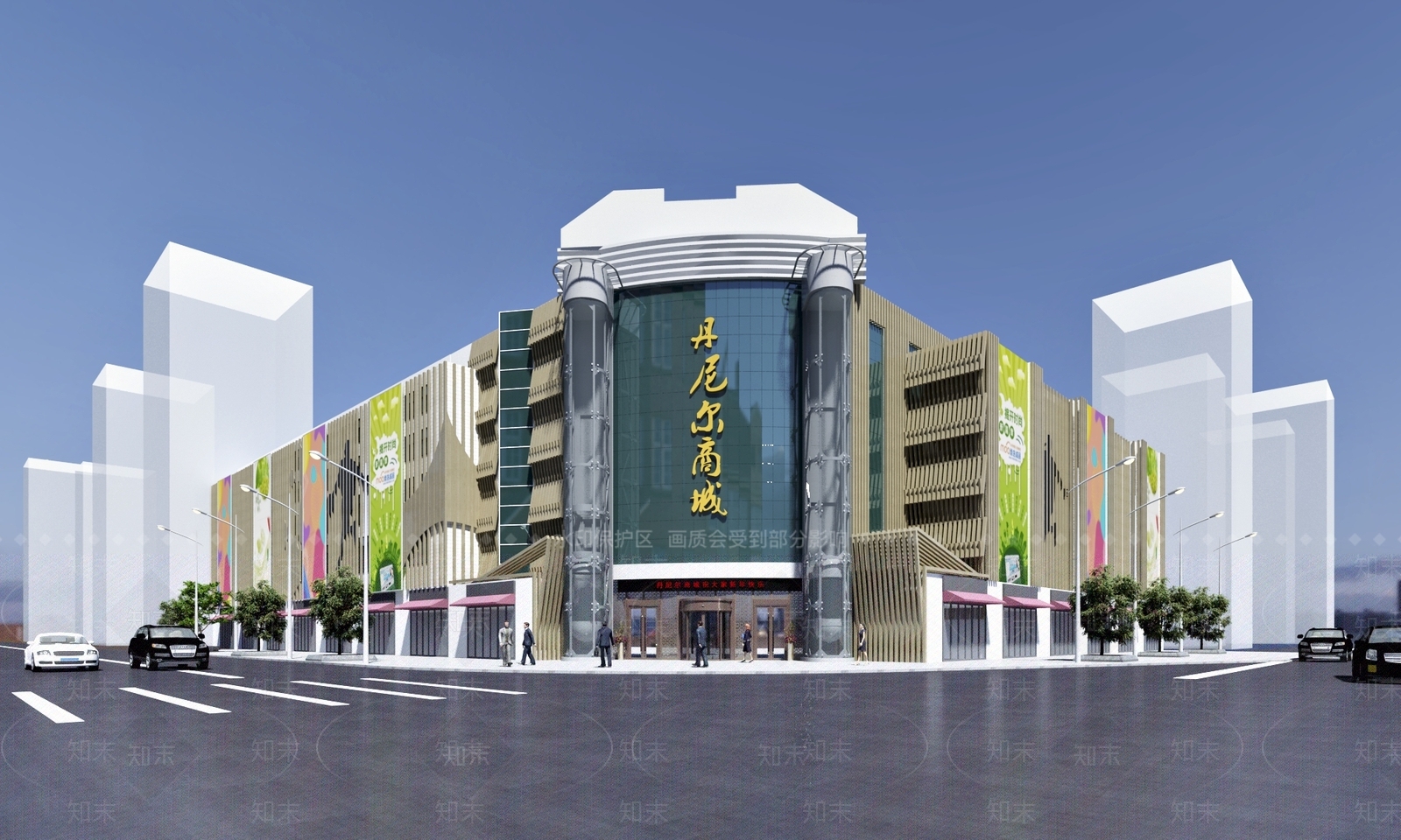 现代主义商场外观3D模型下载【ID:1234887151】