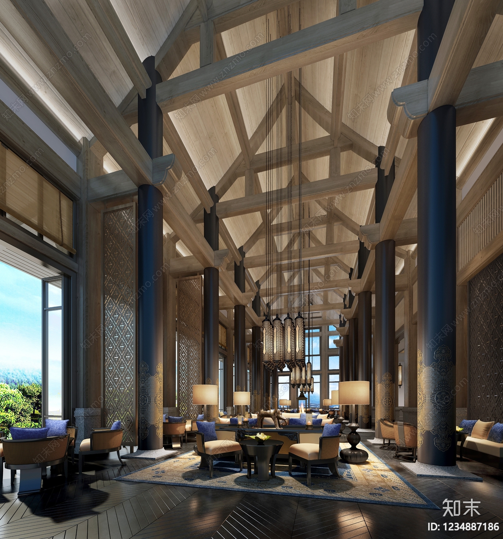 西双版纳万达文华度假酒店酒店大堂客房餐厅效果图CAD施工图cad施工图下载【ID:1234887186】