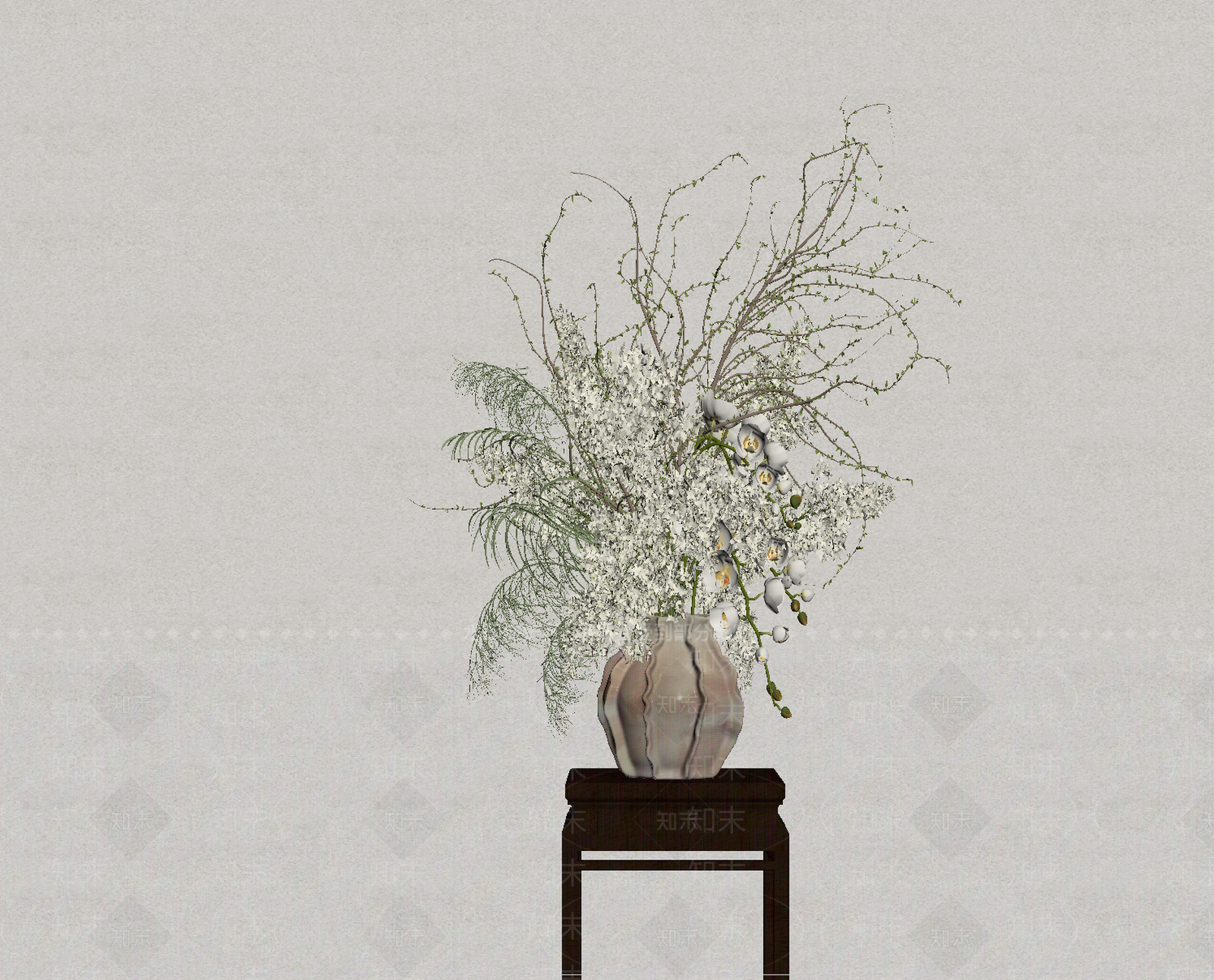 新中式花艺SU模型下载【ID:1234887241】