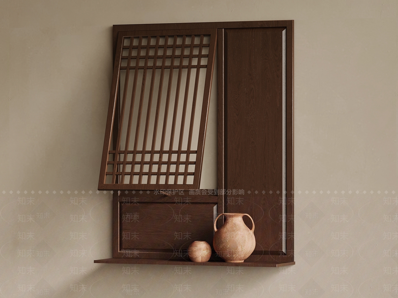 新中式窗3D模型下载【ID:1234887431】