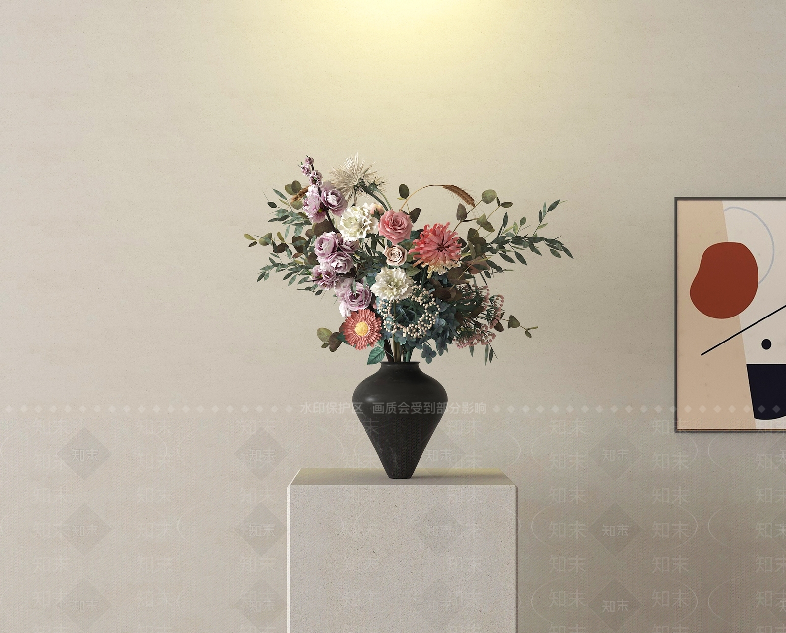 奶油风花艺SU模型下载【ID:1234889038】