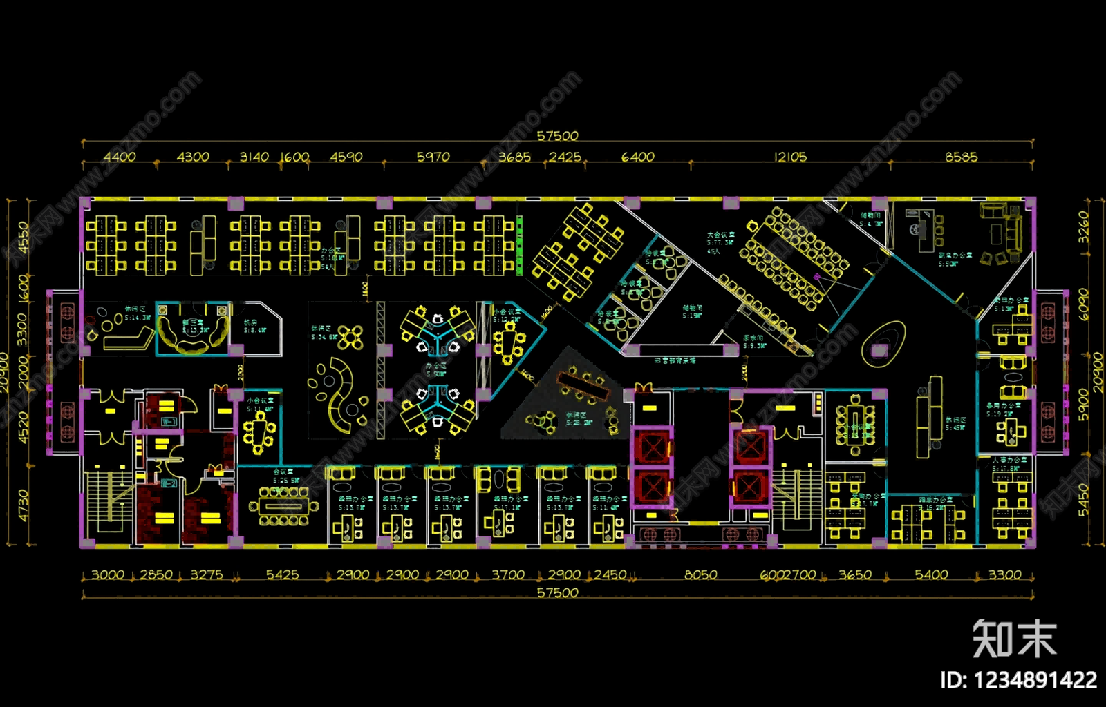 整体办公空间cad施工图下载【ID:1234891422】