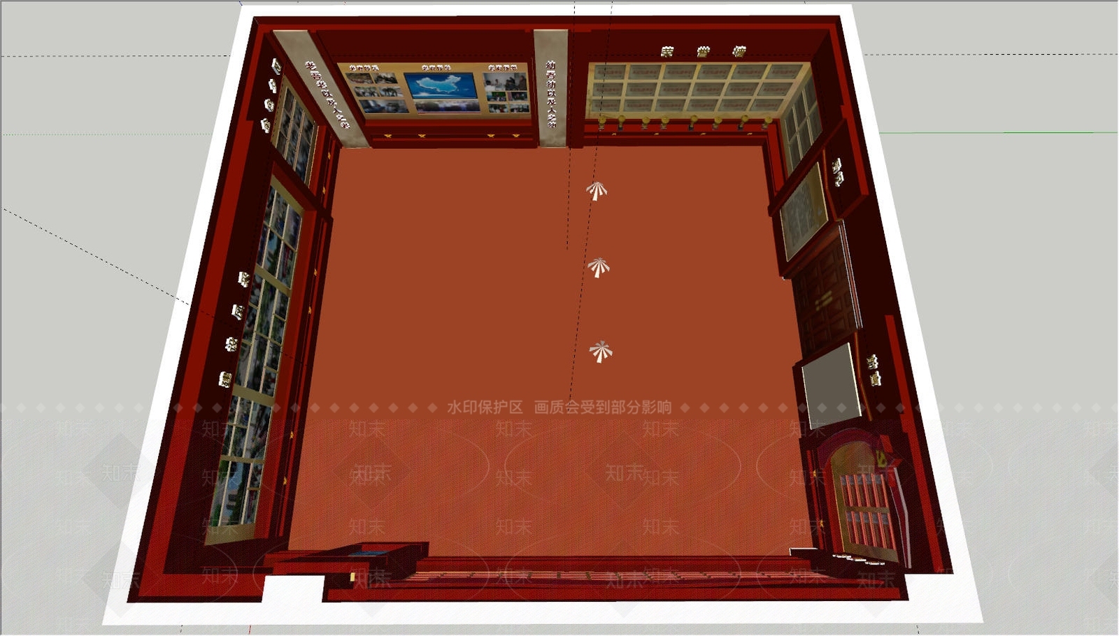 新中式党建展厅SU模型下载【ID:1234893705】