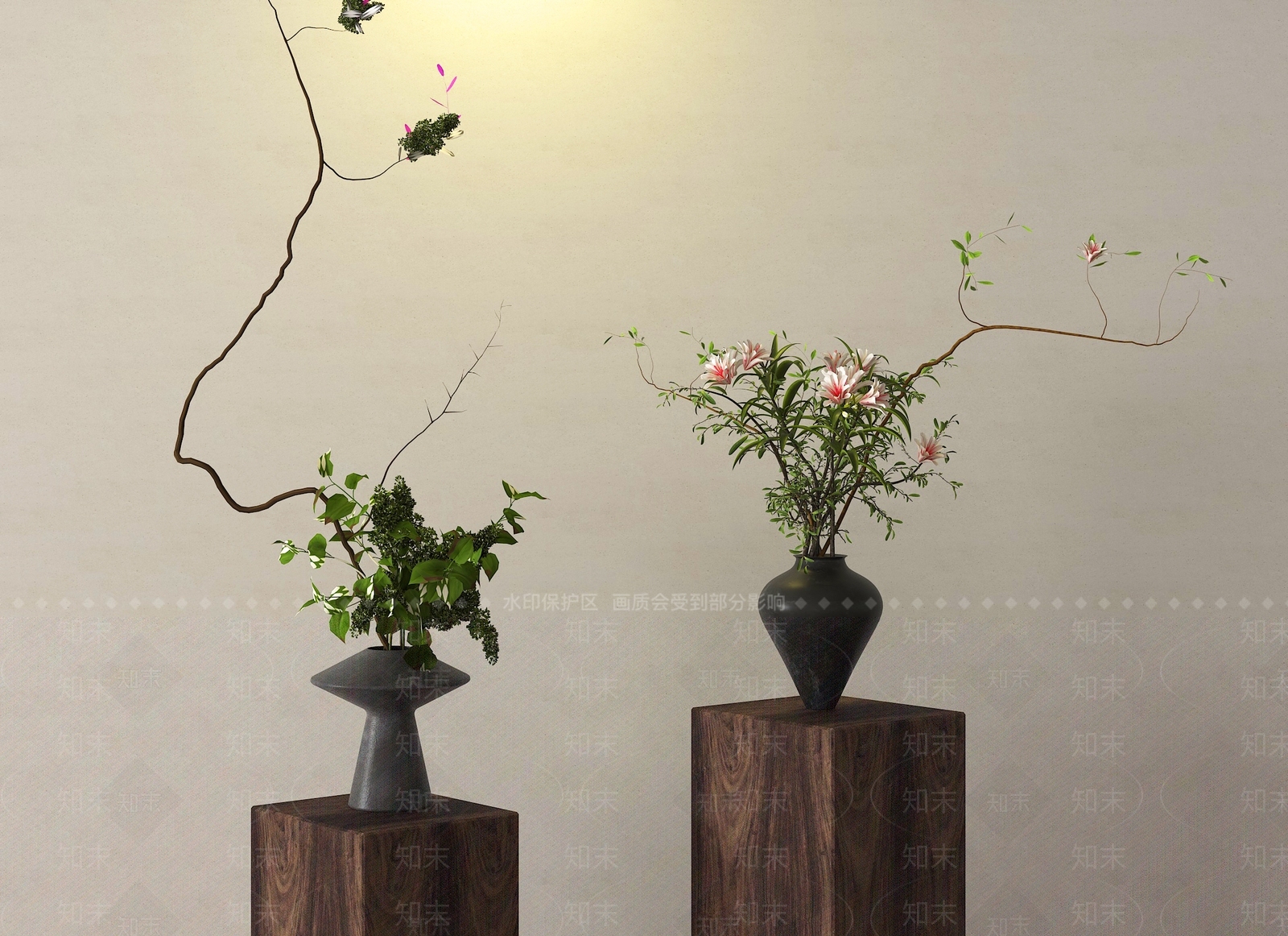 新中式花艺SU模型下载【ID:1234900437】