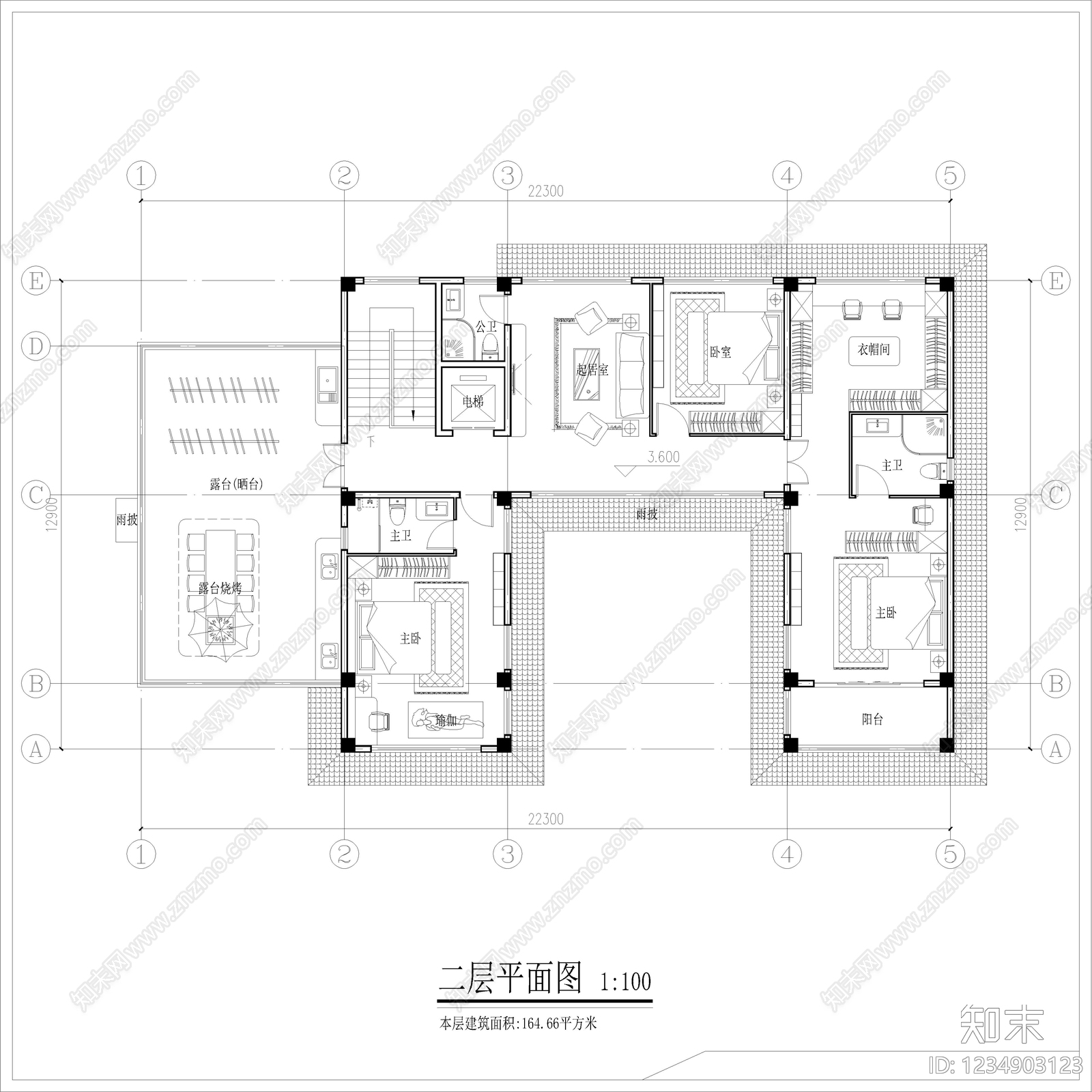 别墅建筑cad施工图下载【ID:1234903123】