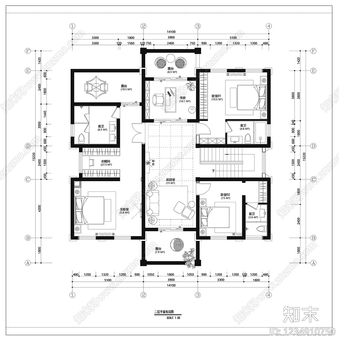 别墅cad施工图下载【ID:1234910750】
