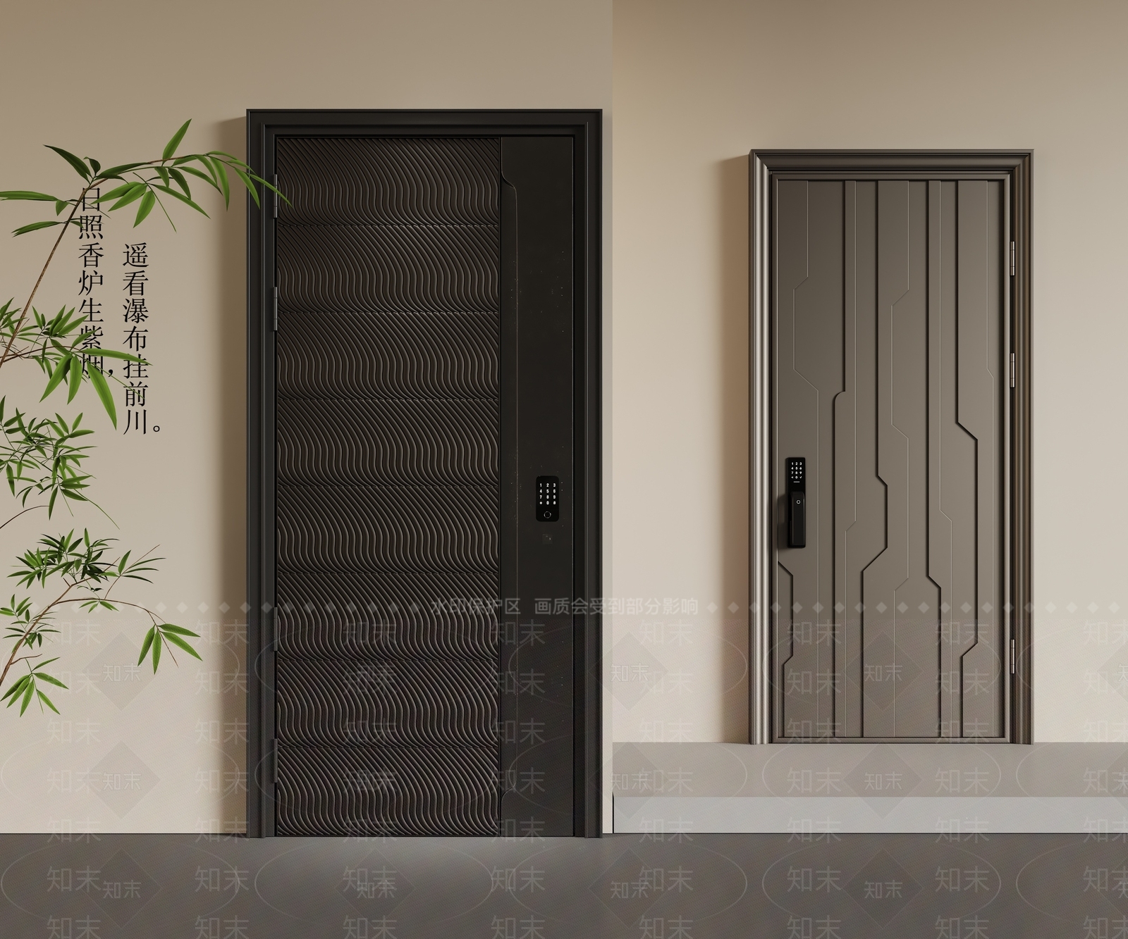 新中式单开门3D模型下载【ID:1234915733】