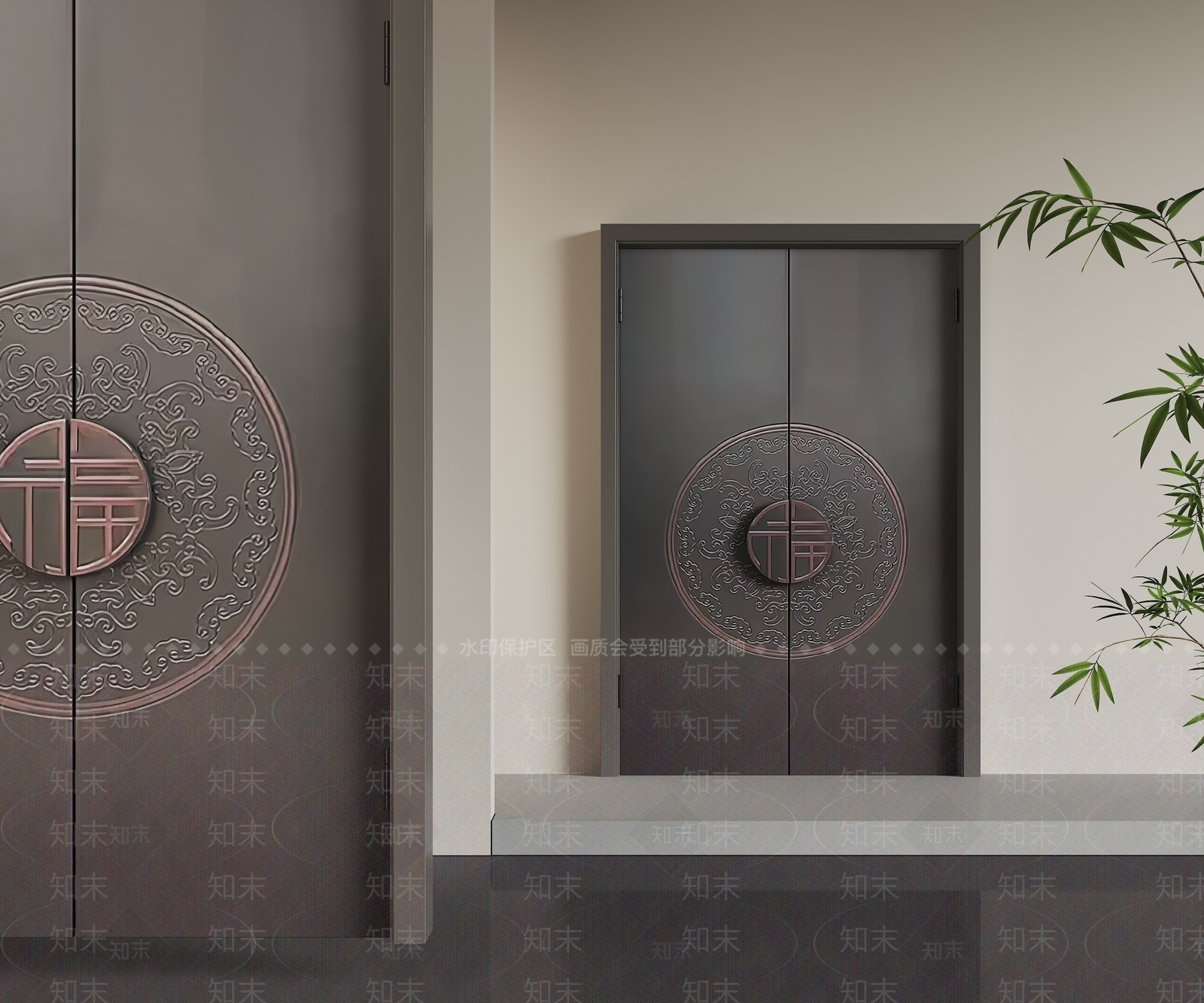 新中式双开门3D模型下载【ID:1234916114】