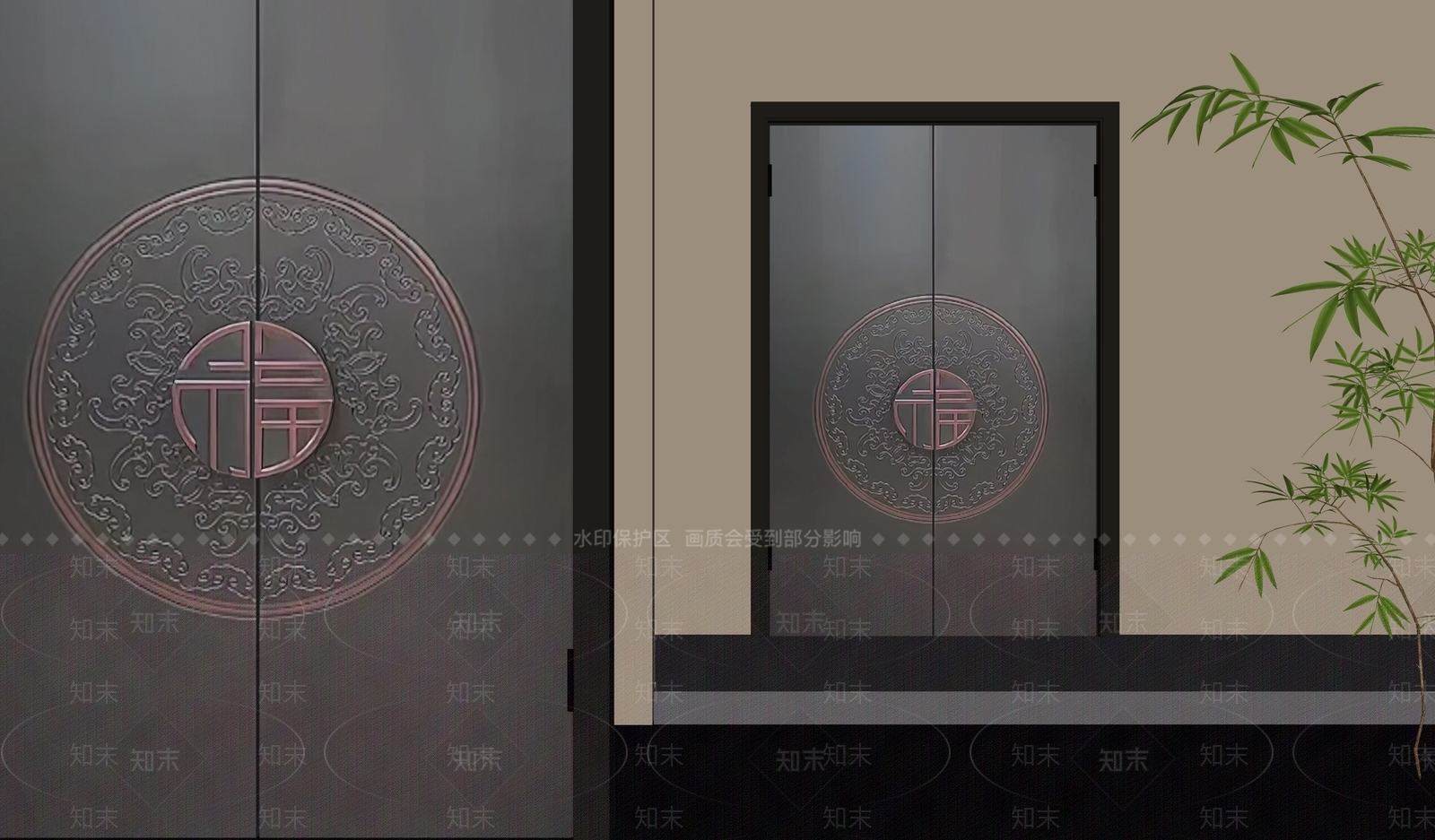 新中式双开门3D模型下载【ID:1234916114】