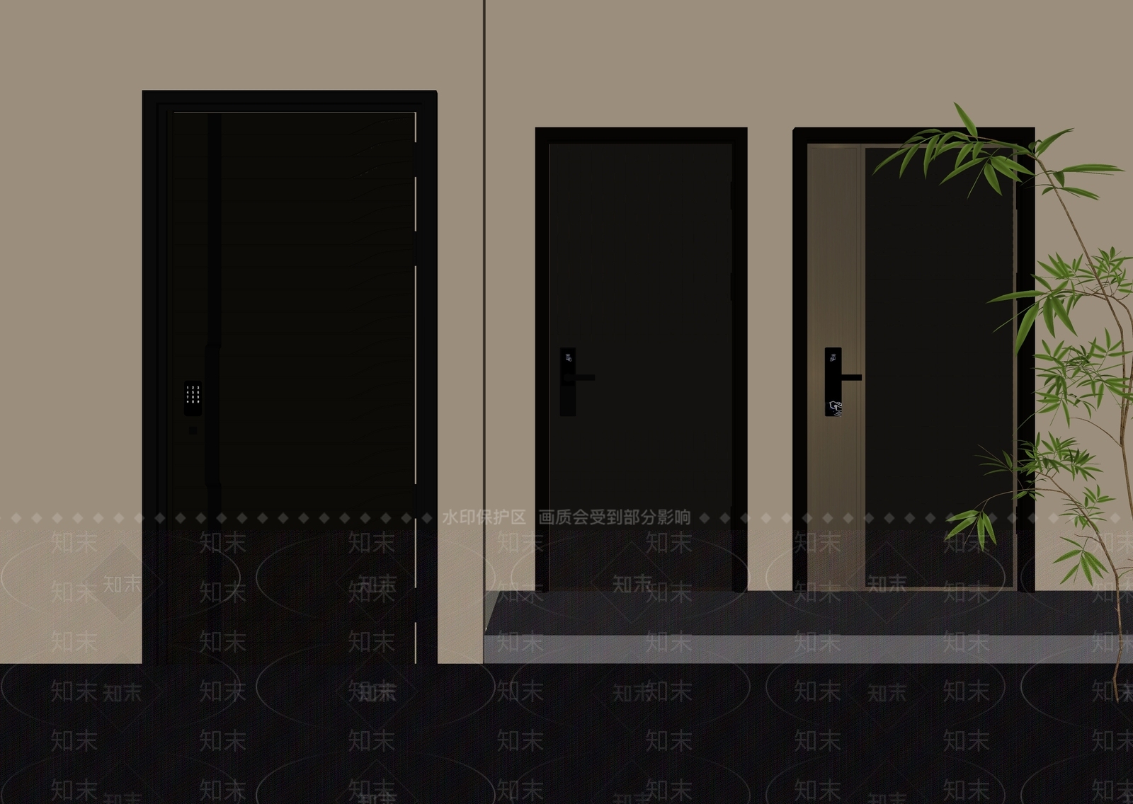新中式门组合3D模型下载【ID:1234916516】