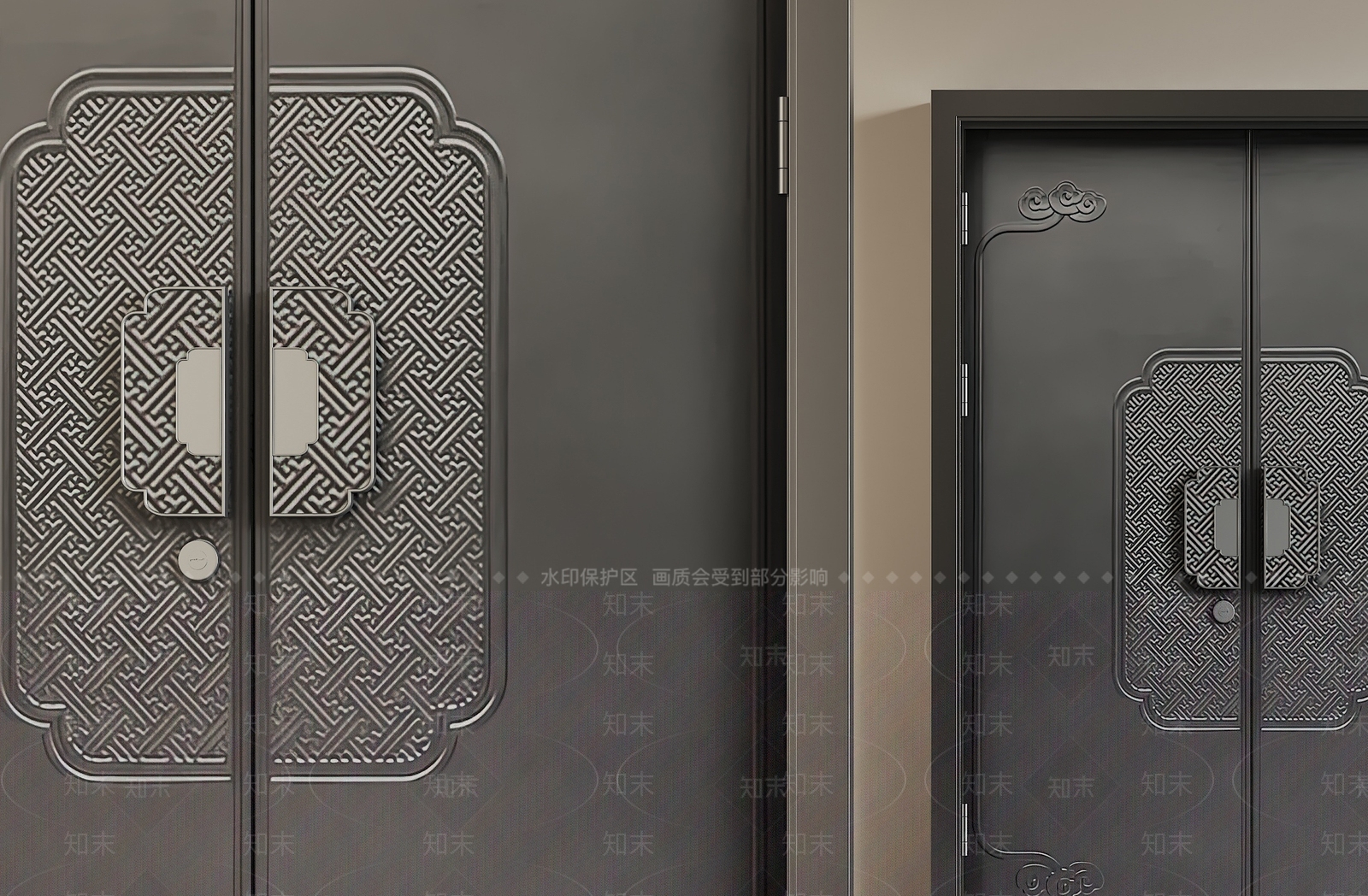 新中式双开门3D模型下载【ID:1234916925】