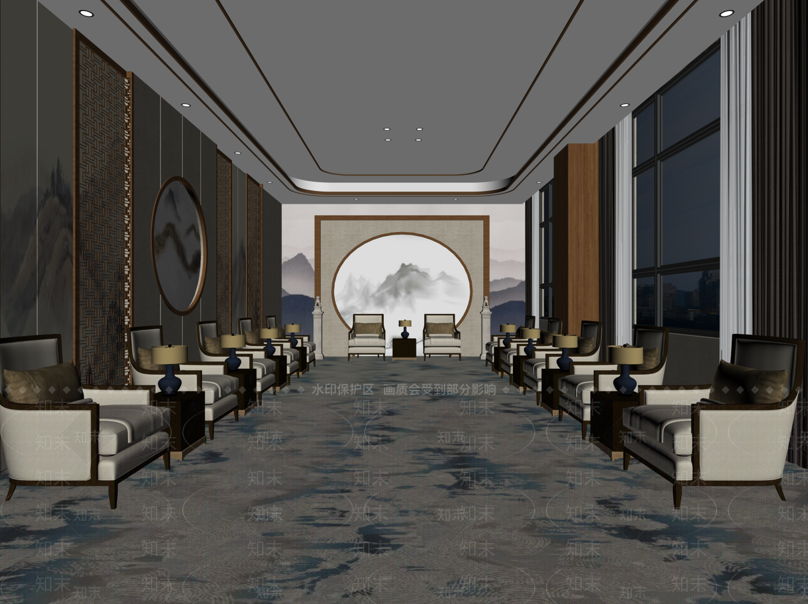 新中式接待室3D模型下载【ID:1234919207】