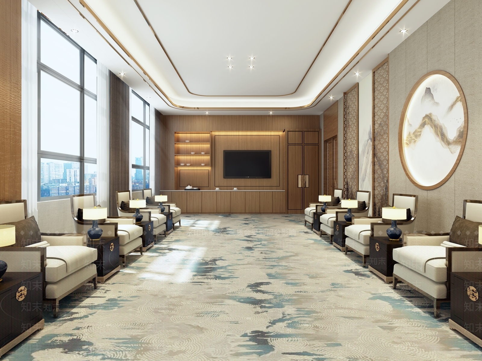 新中式接待室3D模型下载【ID:1234919207】