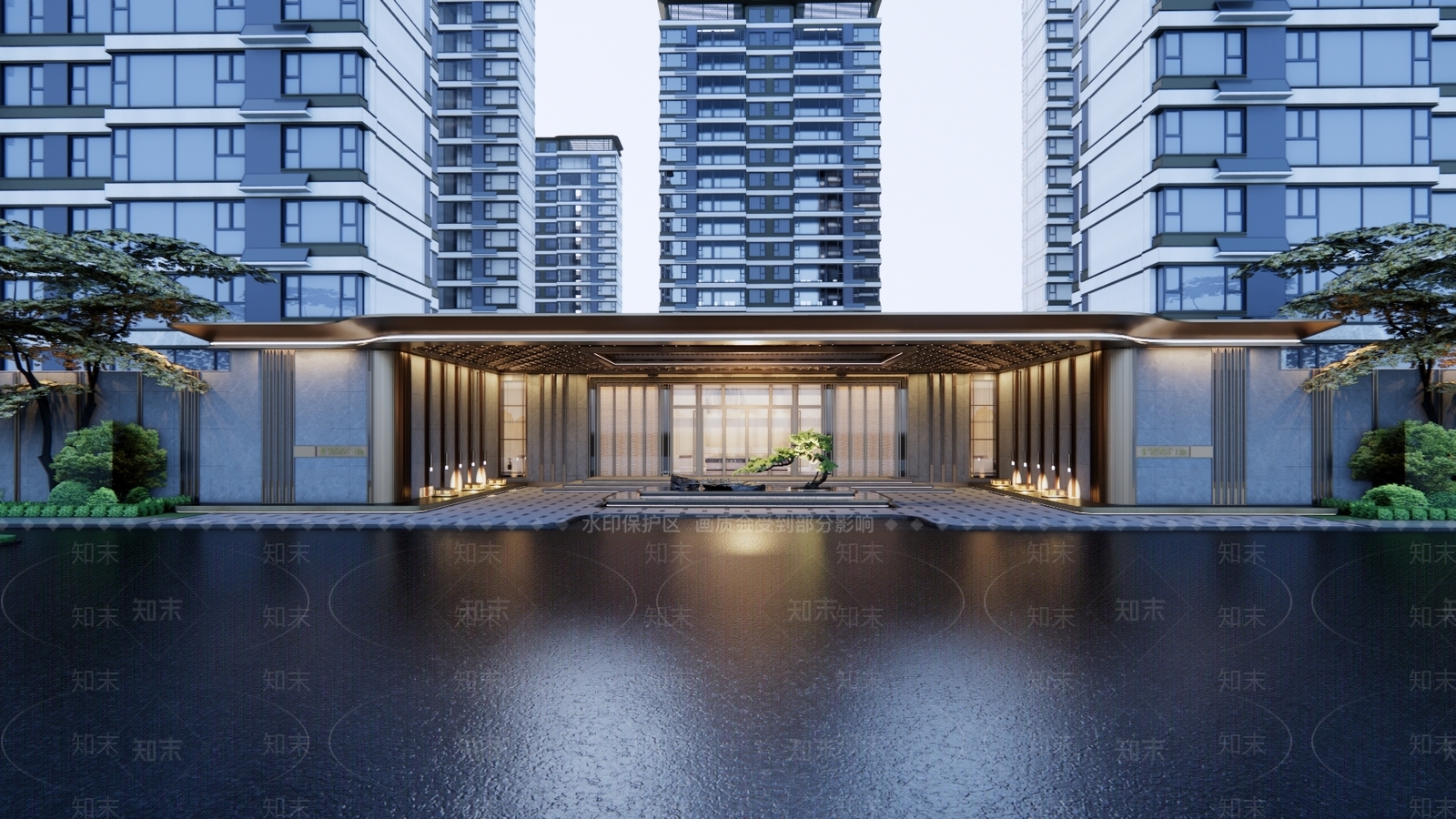 新中式景观入口大门SU模型下载【ID:1234920443】