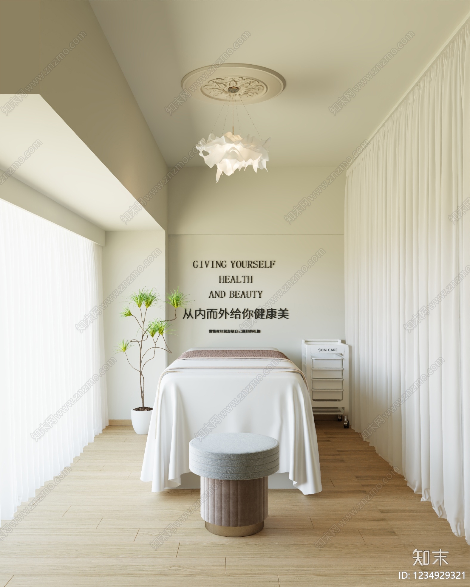 奶油风美容院3D模型下载【ID:1234929321】