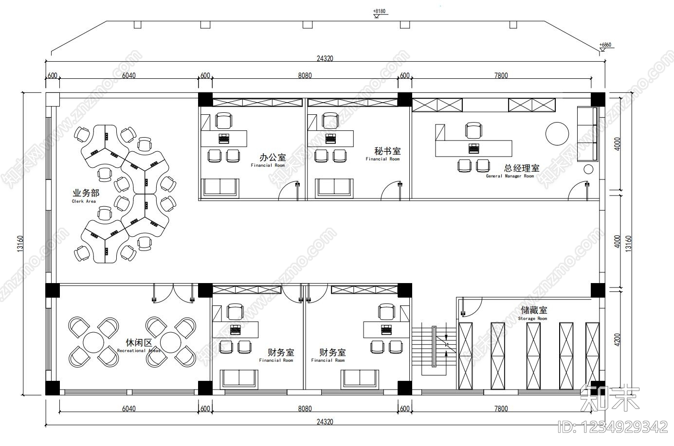 整体办公空间cad施工图下载【ID:1234929342】