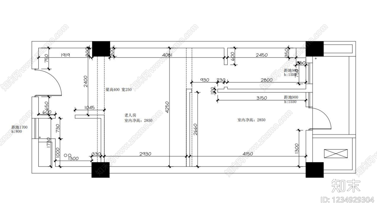 loft公寓cad施工图下载【ID:1234929304】