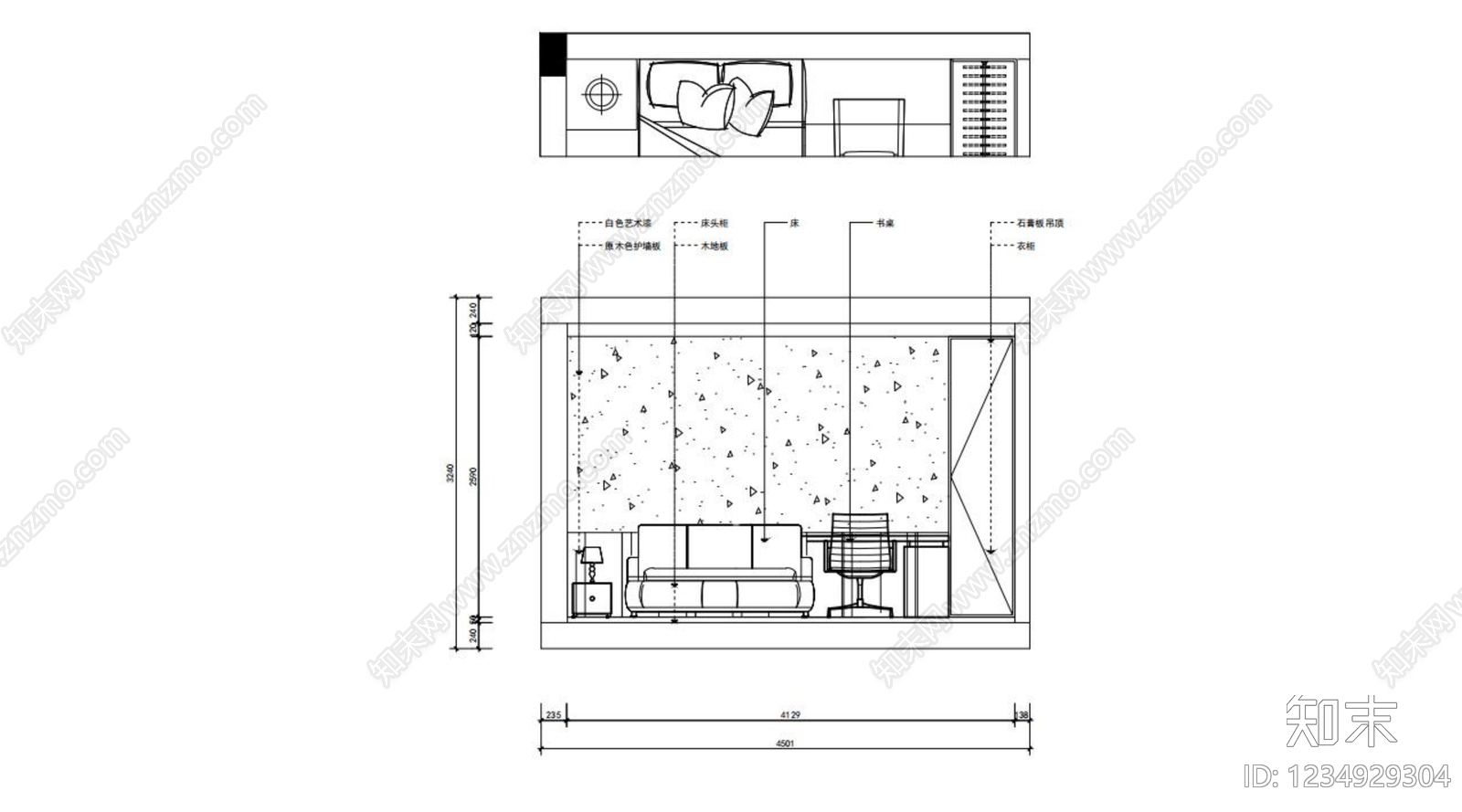 loft公寓cad施工图下载【ID:1234929304】