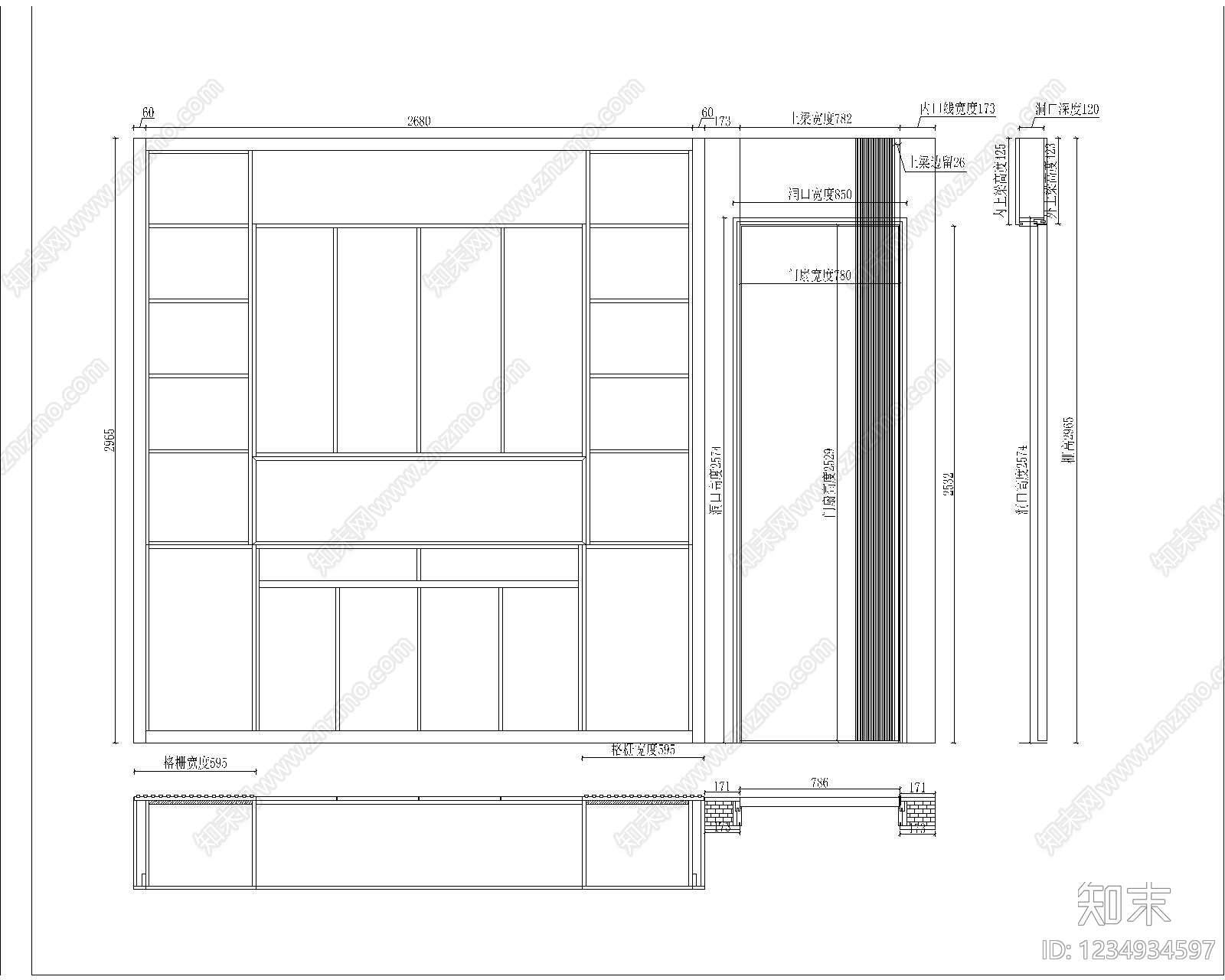 屏风隔断cad施工图下载【ID:1234934597】
