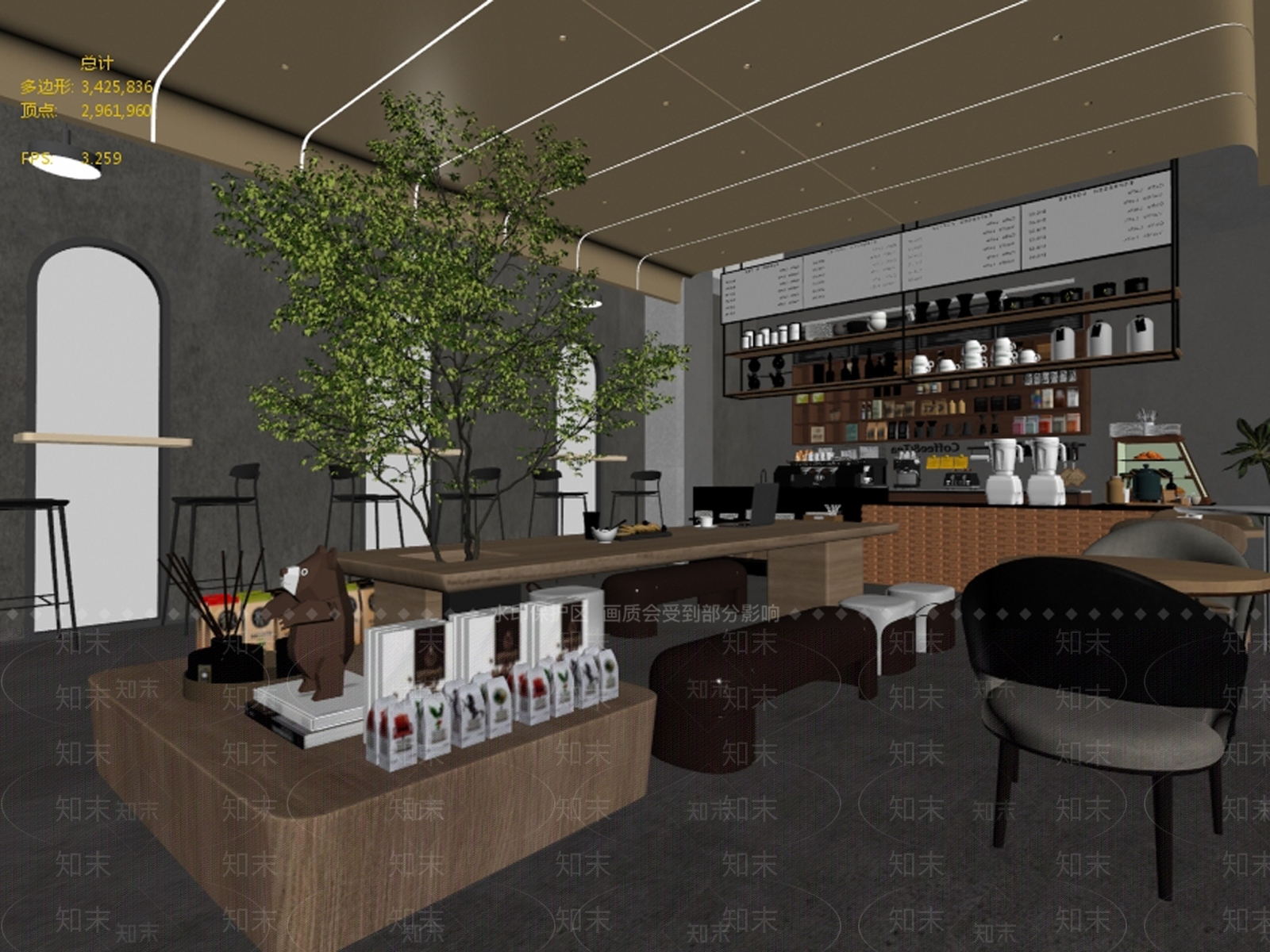 工业风咖啡厅3D模型下载【ID:1234935041】
