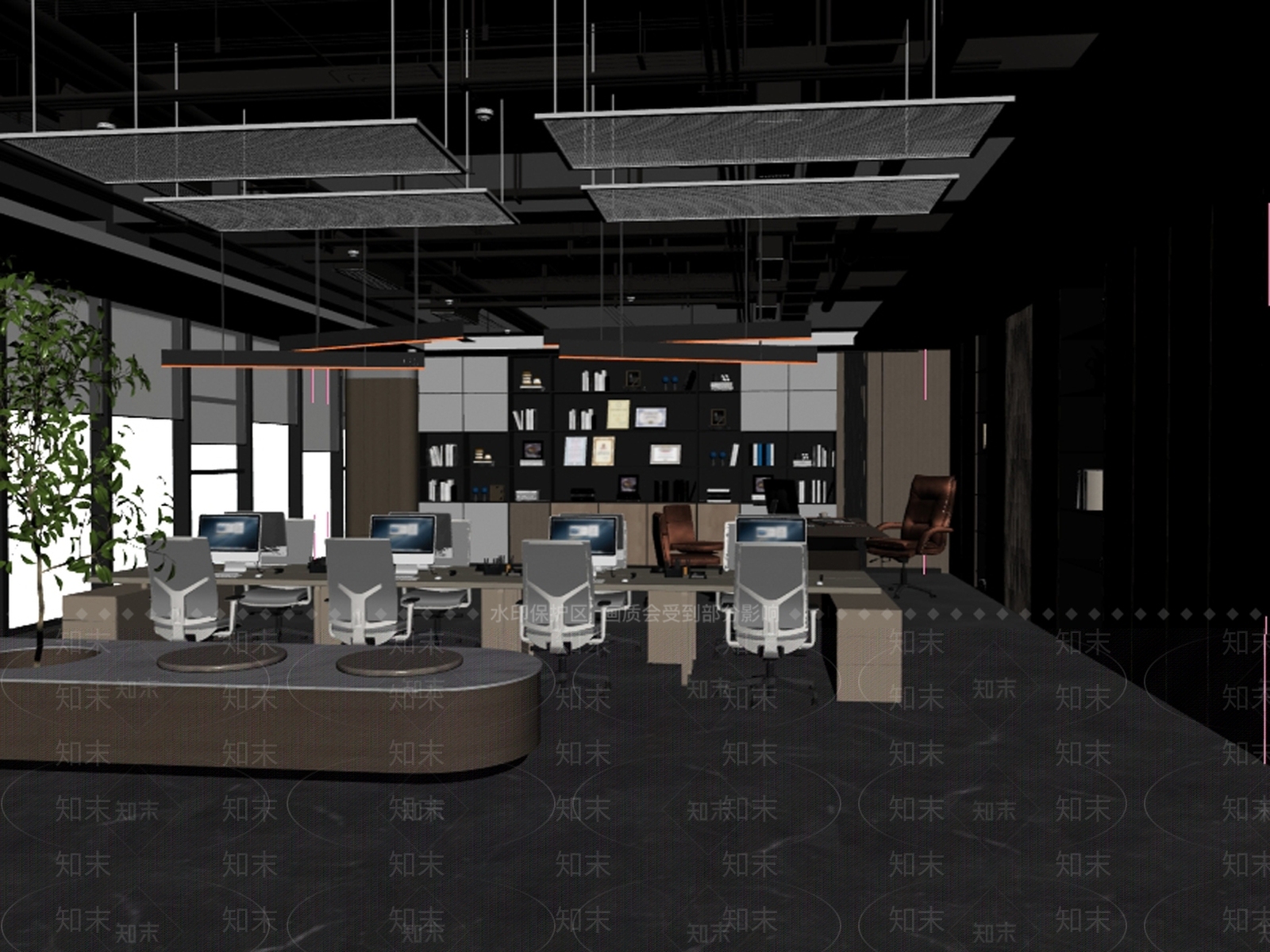 现代简约办公区3D模型下载【ID:1234935585】