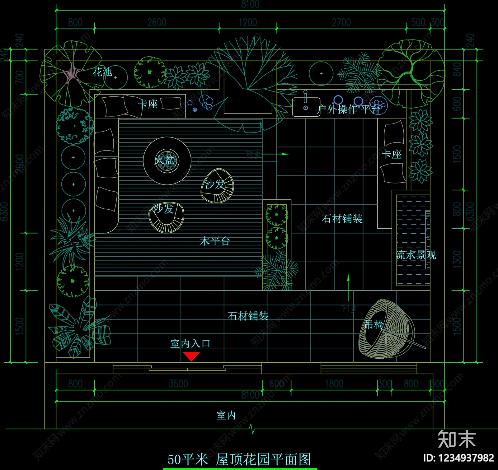 屋顶花园cad施工图下载【ID:1234937982】
