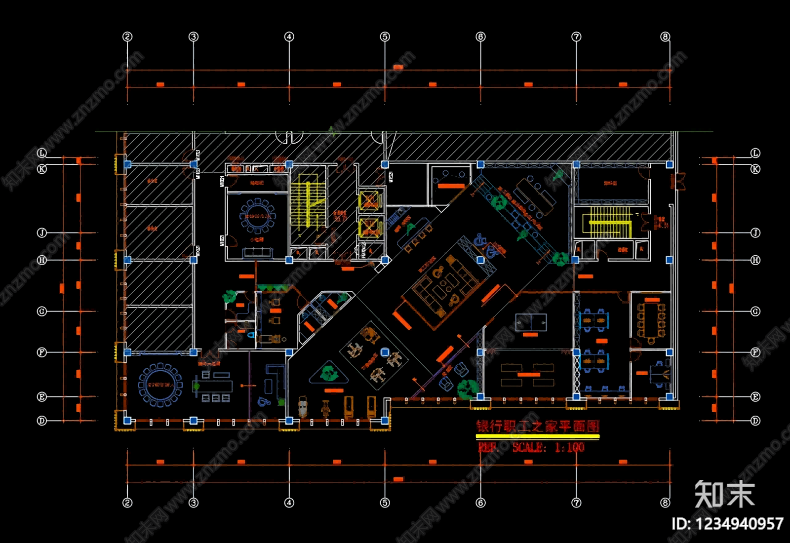 整体办公空间cad施工图下载【ID:1234940957】