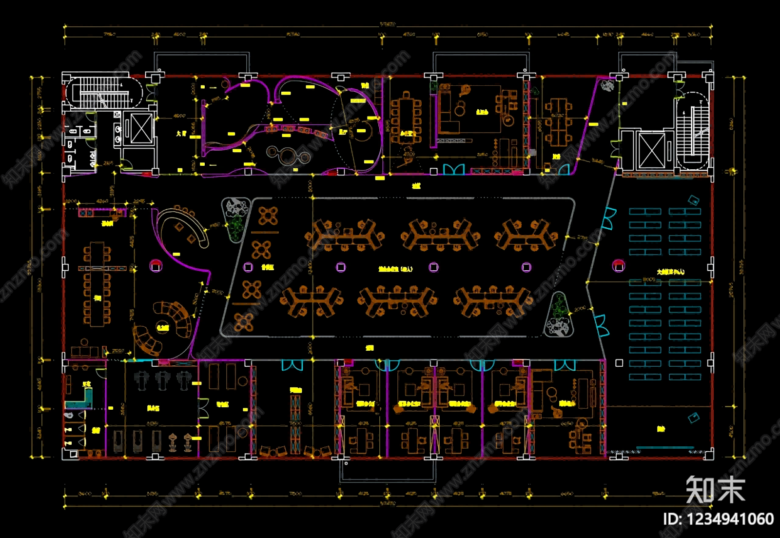 整体办公空间cad施工图下载【ID:1234941060】