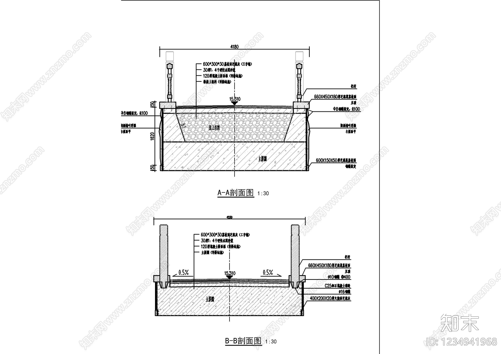 景观桥cad施工图下载【ID:1234941968】