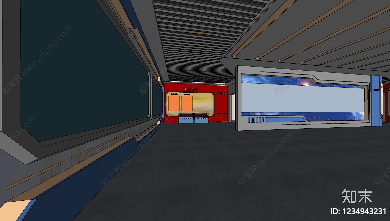 未来主义党建展厅SU模型下载【ID:1234943231】