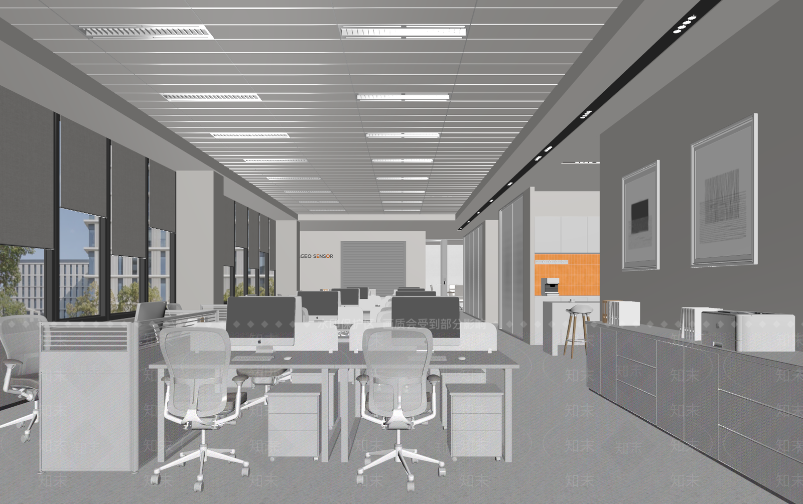 现代简约办公区3D模型下载【ID:1234944929】