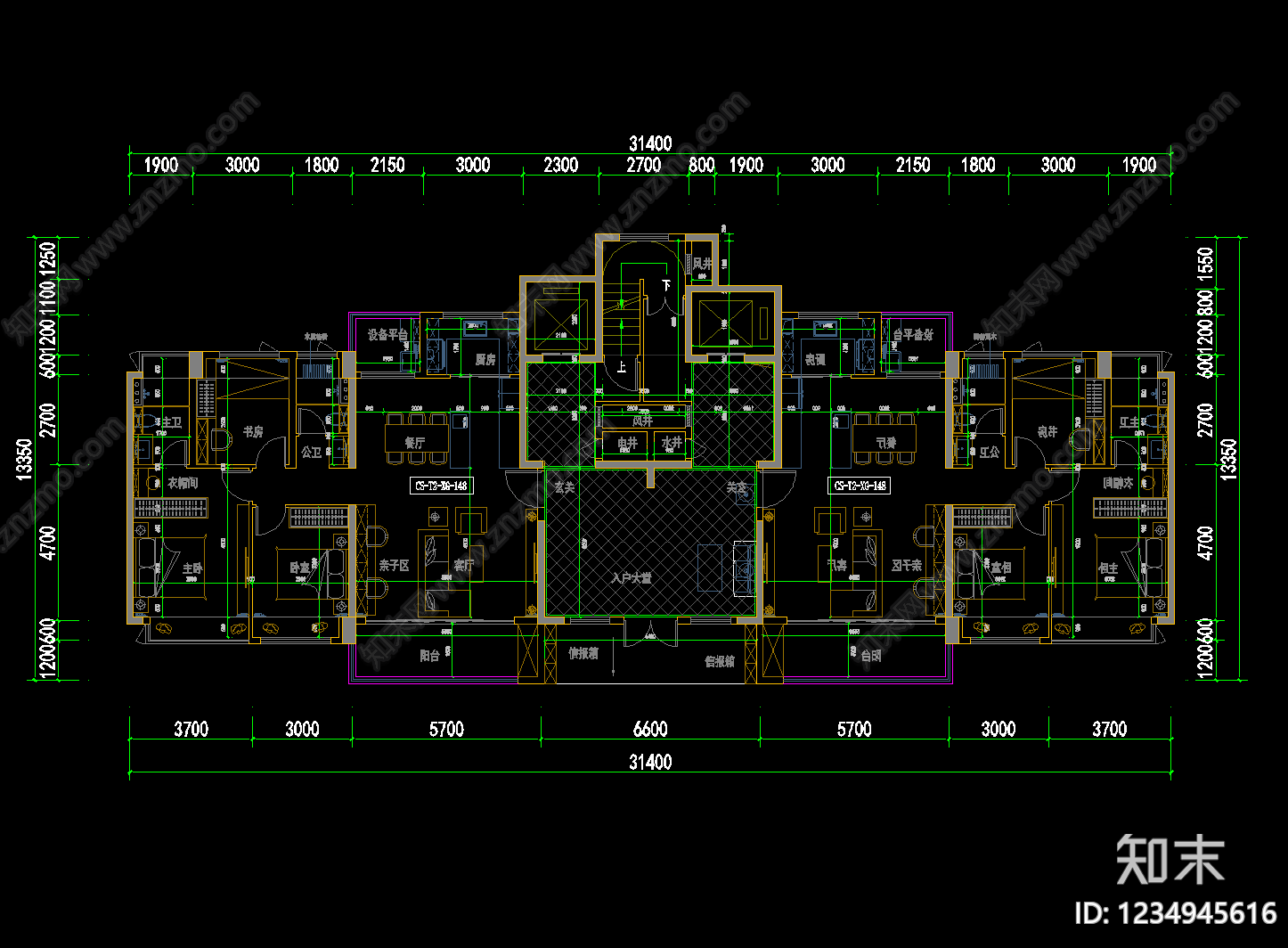 住宅楼建筑cad施工图下载【ID:1234945616】