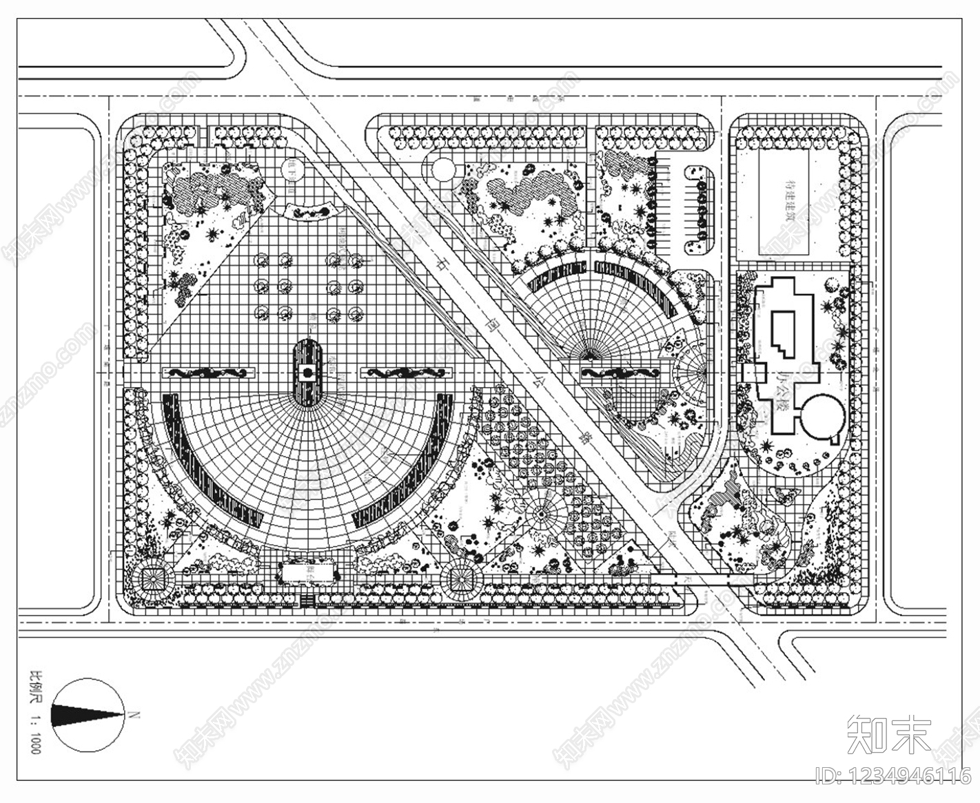 口袋公园cad施工图下载【ID:1234946116】