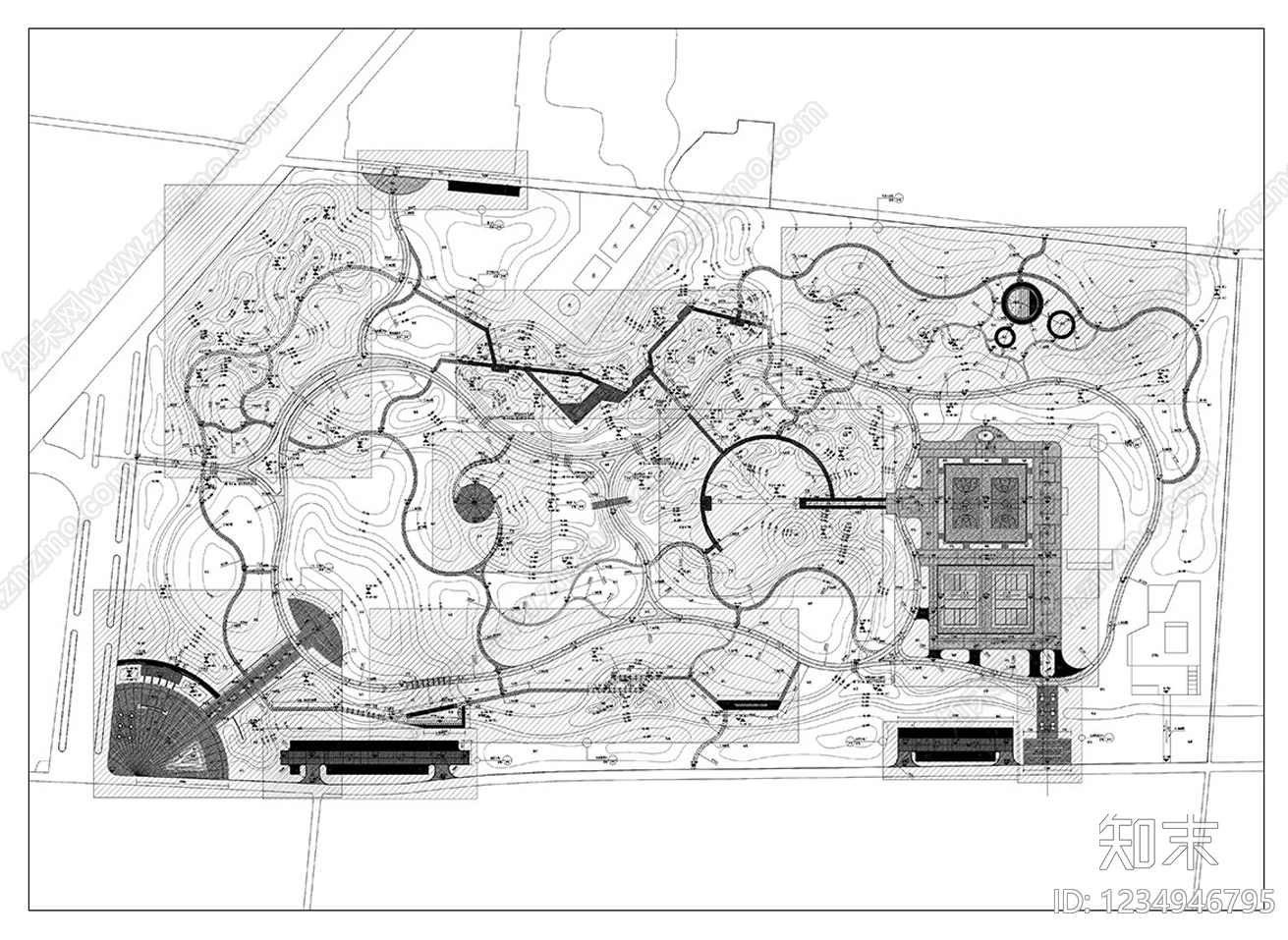 公园规划cad施工图下载【ID:1234946795】
