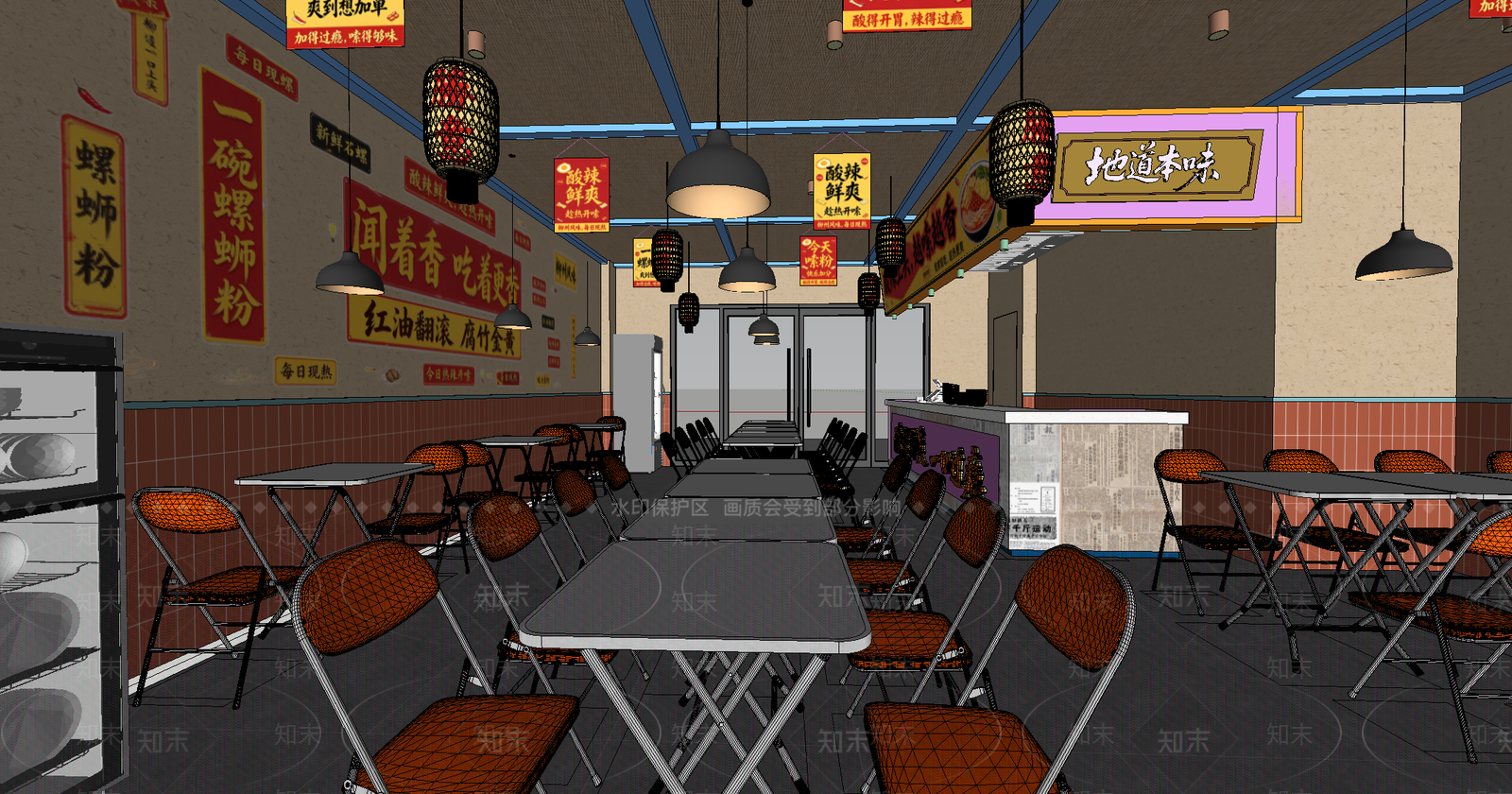 复古快餐店SU模型下载【ID:1234947915】